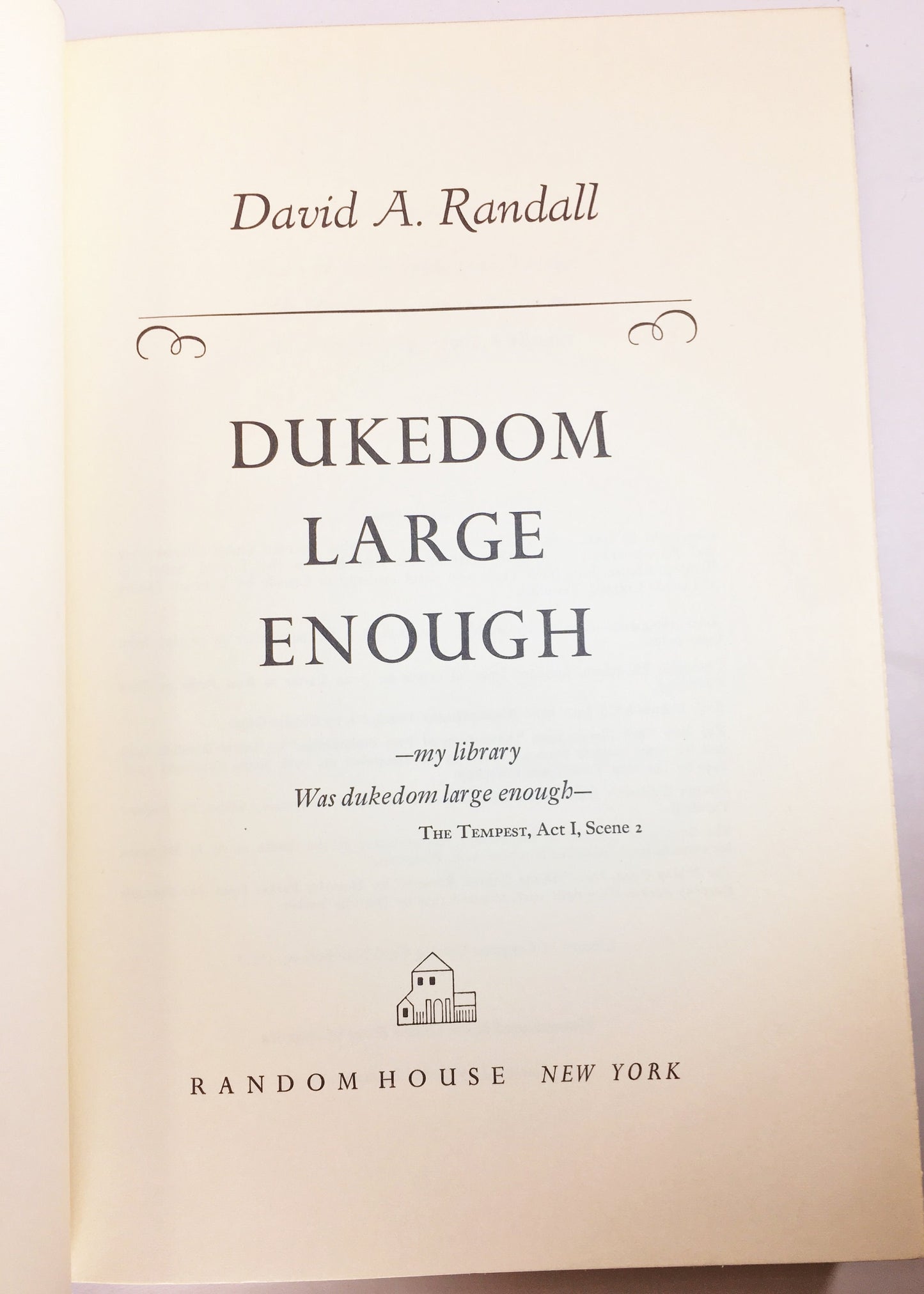 1961 Dukedom Large Enough Reminiscences of a Rare Book Dealer FIRST EDITION vintage book by David Randall. Perfect Book Collector gift.