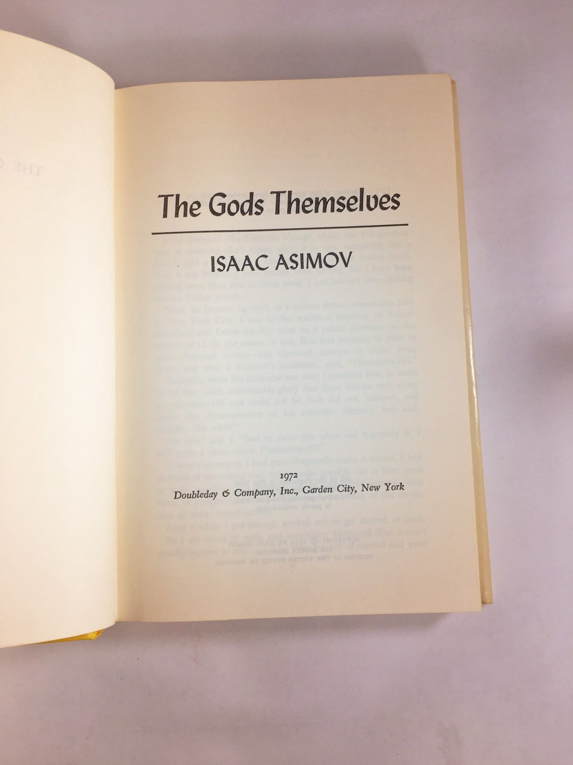 Gods Themselves. EARLY PRINTING vintage book by Issac Asimov circa 1972. Perfect gift for fans of vintage science fiction.
