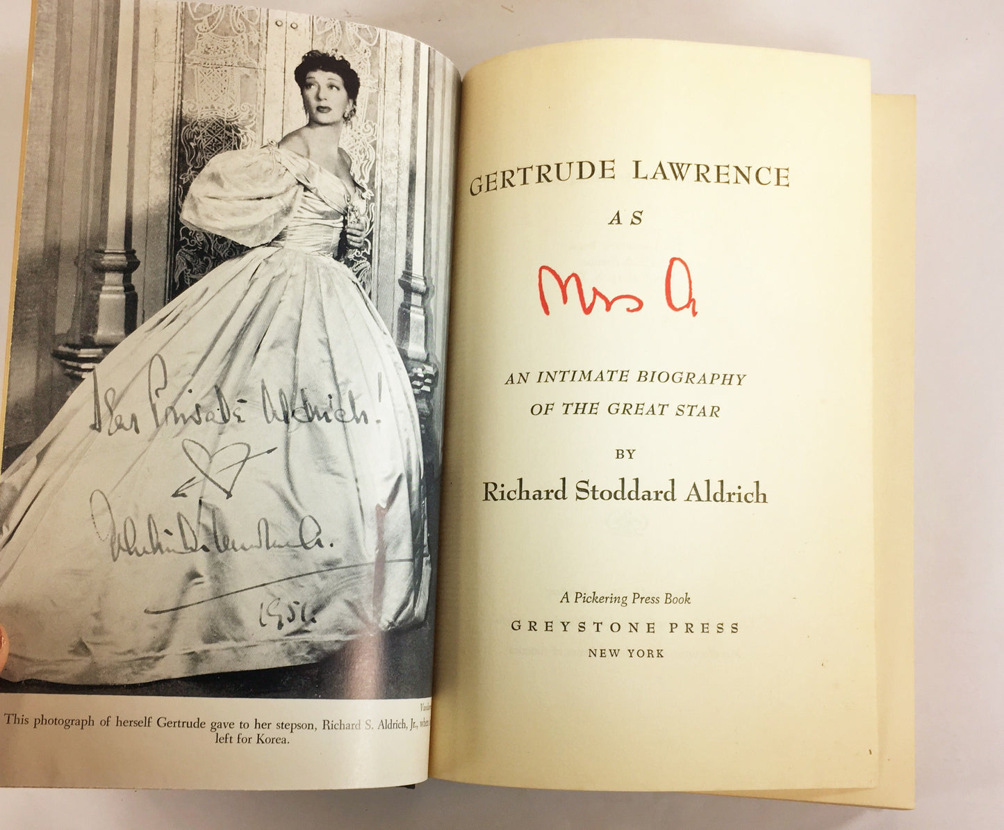 Intimate Biography of Great Star Gertrude Lawrence by her husband Richard Stoddard Aldrich 1954 FIRST EDITION vintage book actress Broadway