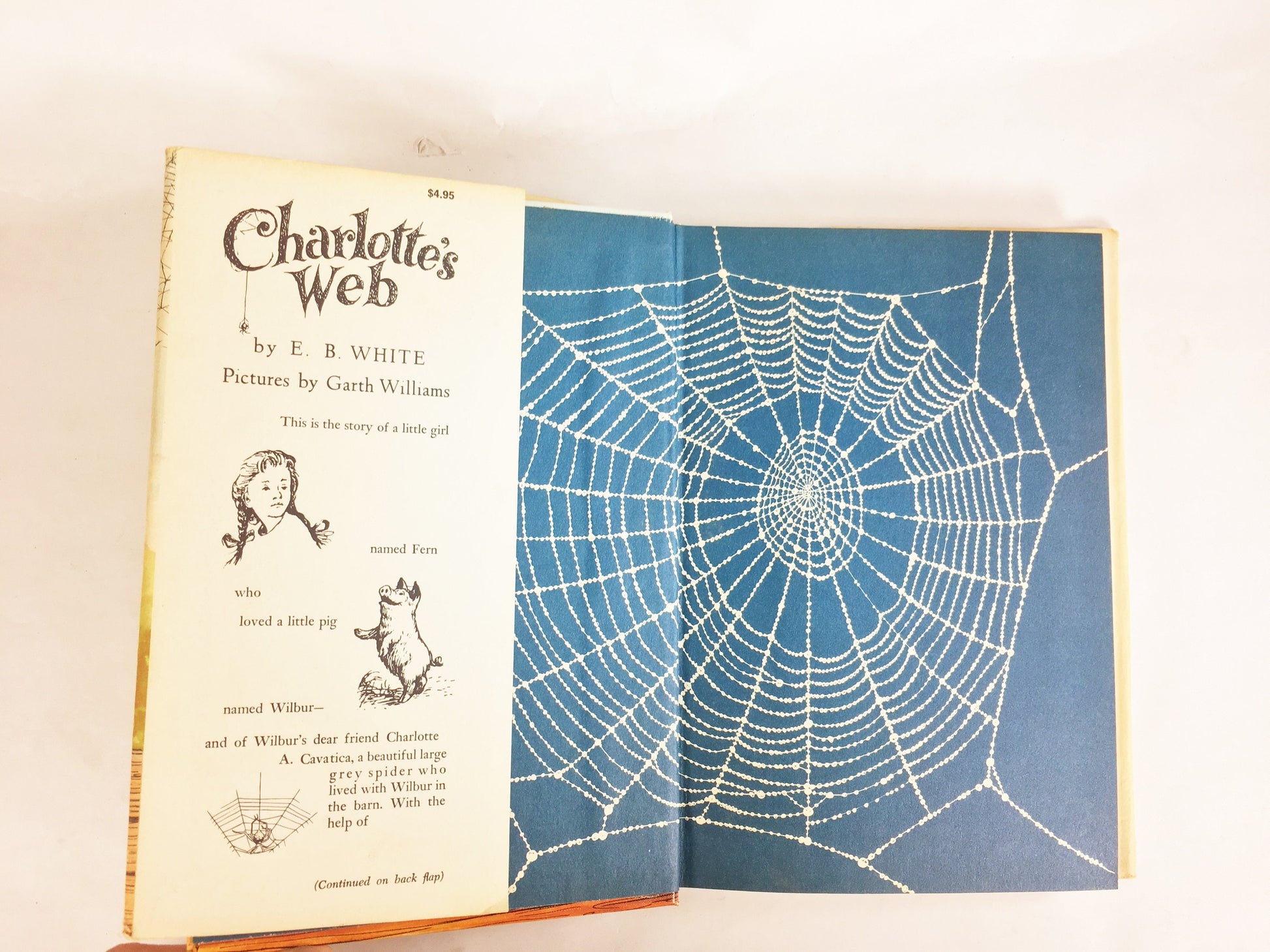 Charlotte's Web by EB White. EARLY PRINTING illustrator Garth Williams. Collector vintage book gift circa 1970.