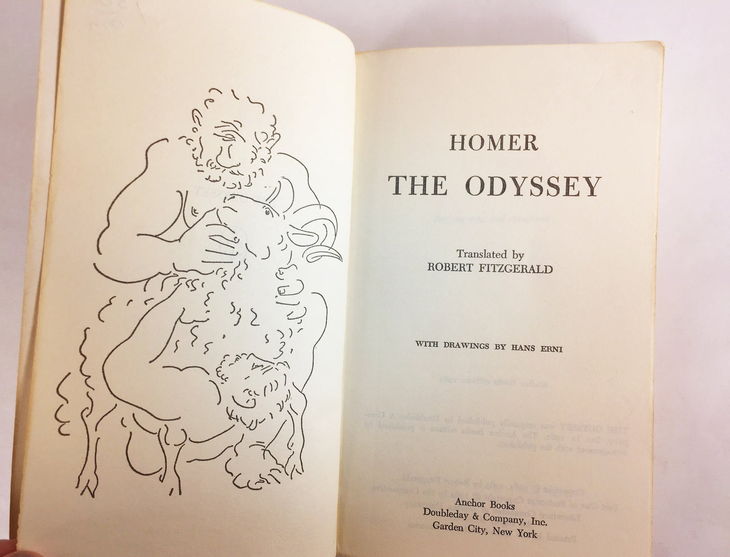 Odyssey by Homer. Vintage paperback book circa 1963. Anchor edition. Book lover gift. Mythology philosophy