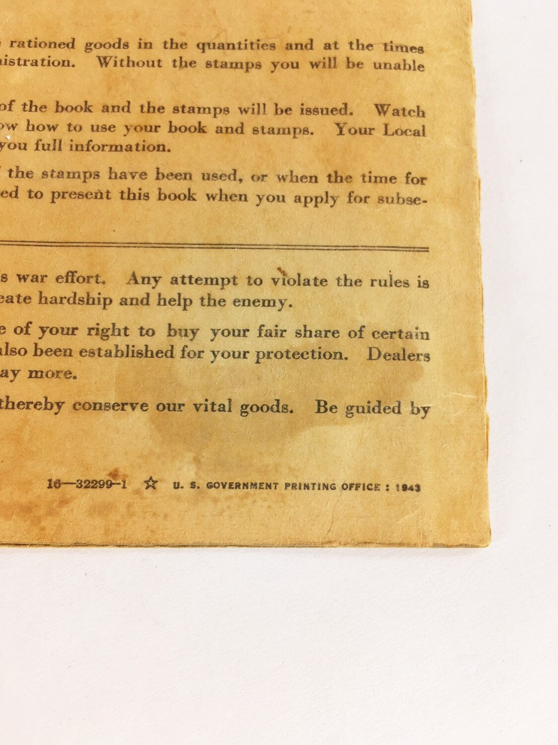 Authentic World War 2 WWII rationing booklet. Complete with stamps by the Office of Price Administration circa 1943. Gas certificate Book 4