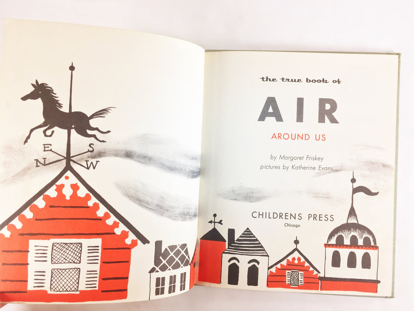 1953 True book of Air Around Us by Margaret Friskey. FIRST EDITION Vintage book Children's Press. Blue home decor environment world nature