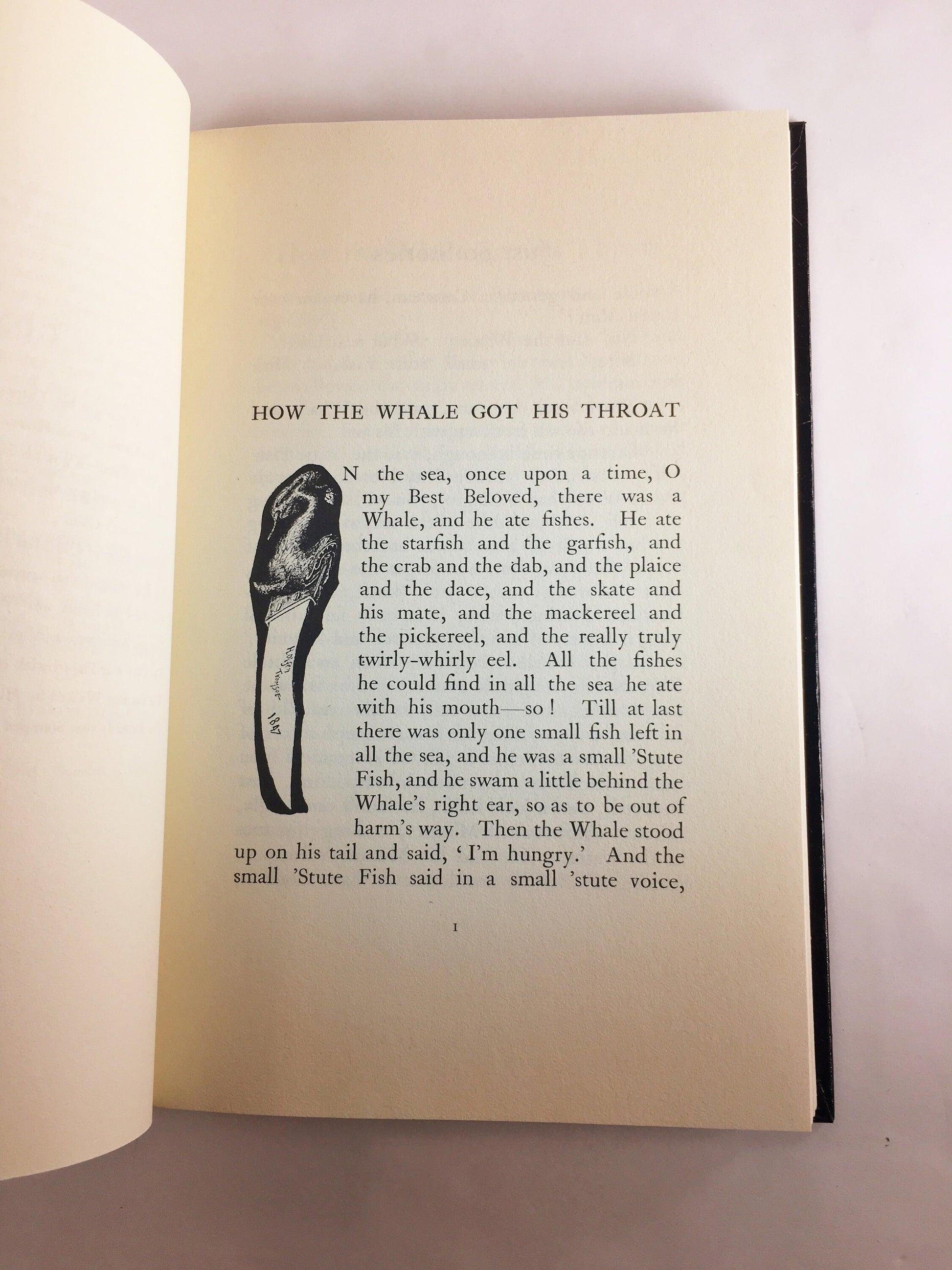 Just So Stories by Rudyard Kipling. Black home bookshelf decor. Vintage book circa 1978. Children's stories. Fairy folk tales.