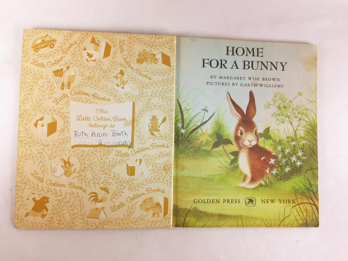 Margaret Wise Brown Home for a Bunny illustrated by Garth Williams. Little Golden Book circa 1961 vintage early printing.
