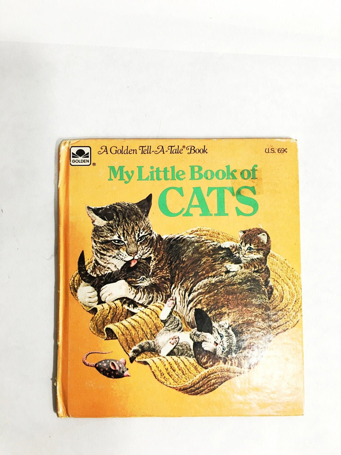 1976 My Little Book of Cats Golden Tell a Tale Book Little Golden Book Yellow kitten kitty vintage children's book