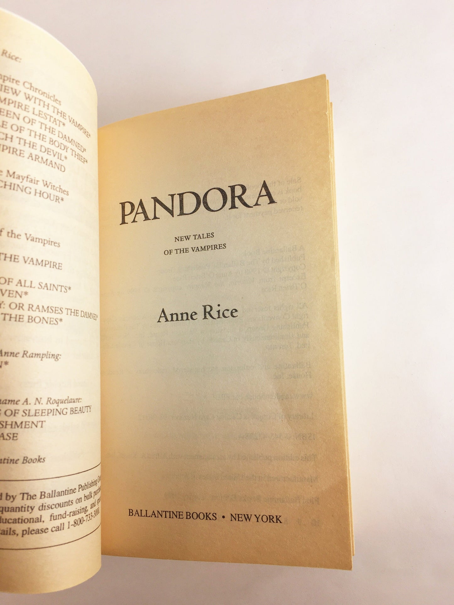 Pandora New Tales of the Vampires by Anne Rice circa 1998 Vintage paperback by the author of Interview with a Vampire