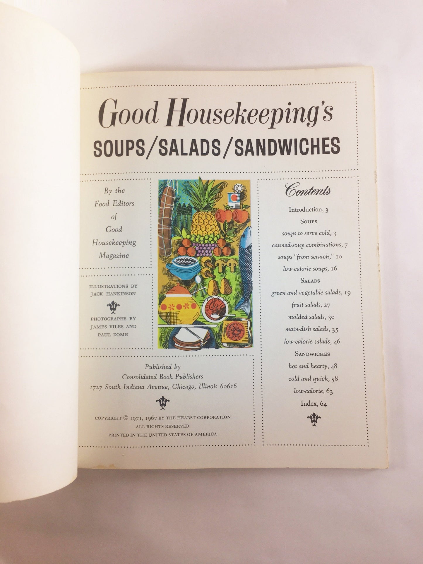 Good Housekeeping Cookbook circa 1971. Soups salads sandwiches Green vintage paperback book for easy kitchen recipes