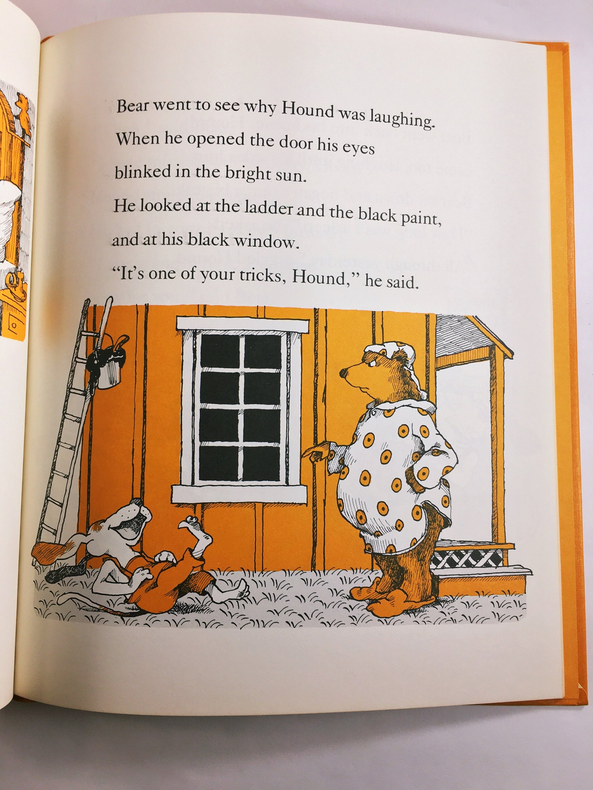 Hound and Bear Vintage Weekly Reader book circa 1976 by Dick Gackenbach. Hound plays one practical joke too many.