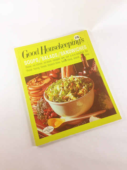 Good Housekeeping Cookbook circa 1971. Soups salads sandwiches Green vintage paperback book for easy kitchen recipes