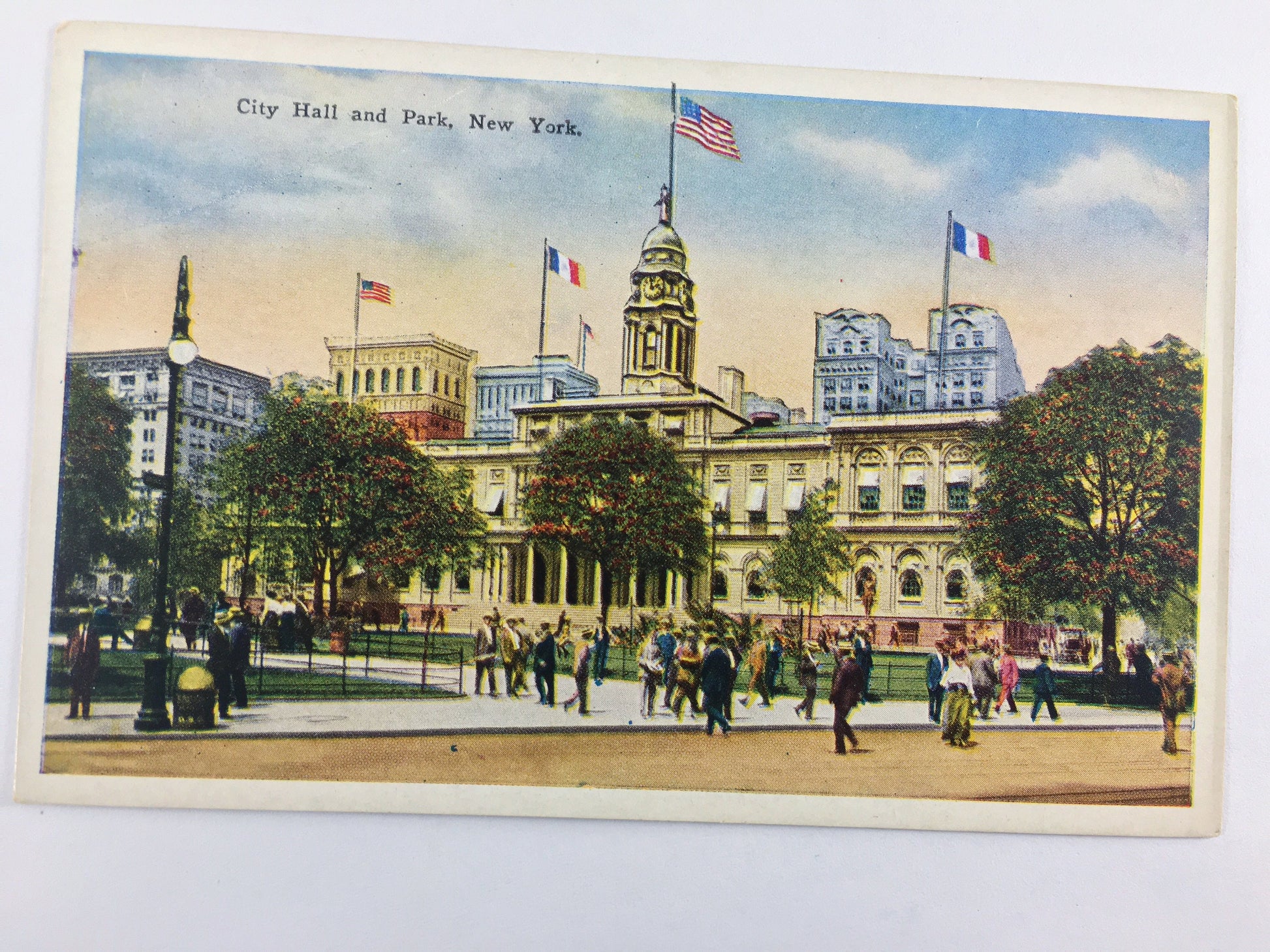 City Hall & Park New York City vintage postcard circa 1907. BEAUTIFUL unused collectible art perfect for framing!