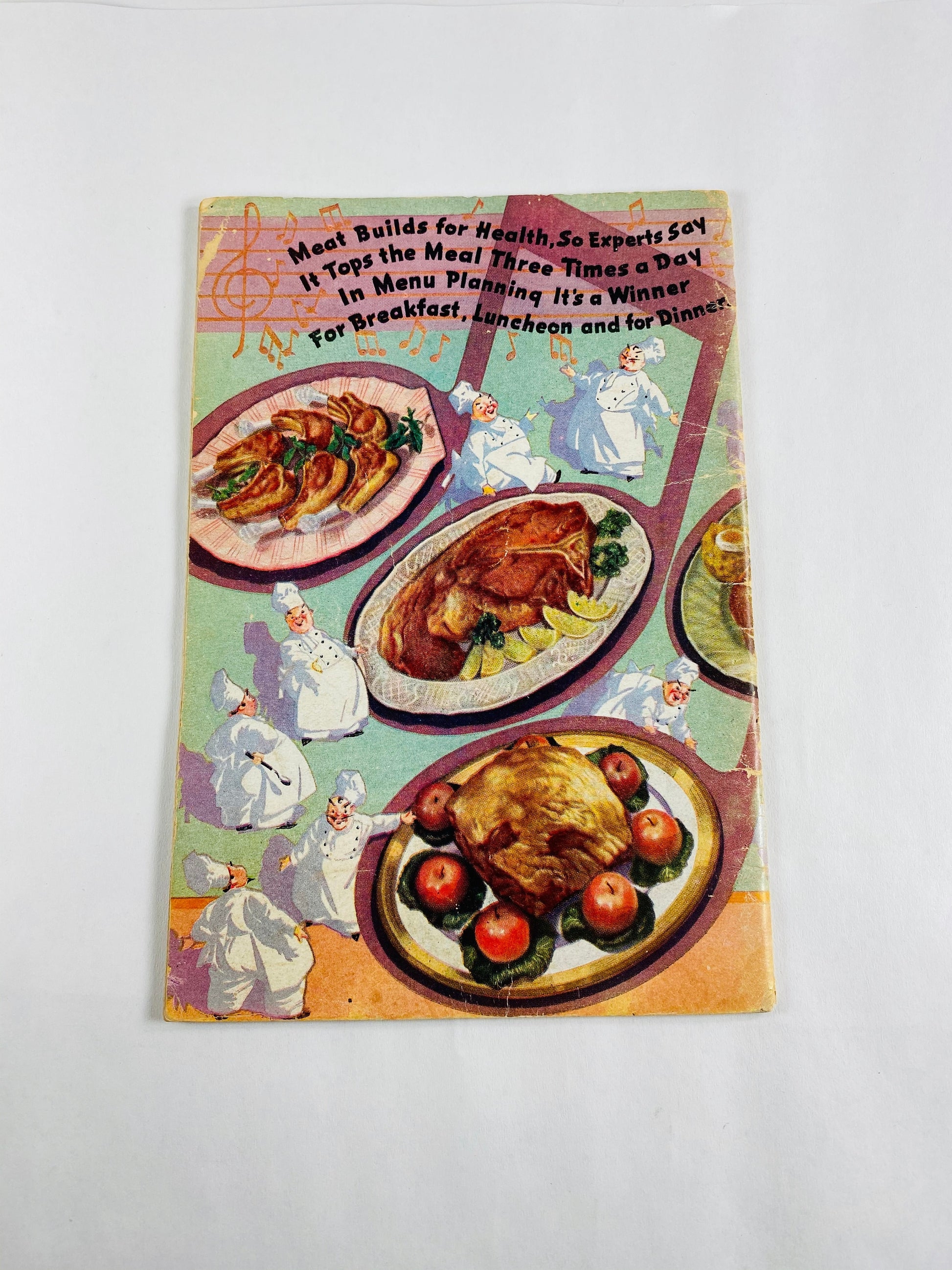 Medley of Meat Recipes WWII era vintage cookbook pamphlet printed by McWhorter Fine Meats. Guy Gift Bachelor.