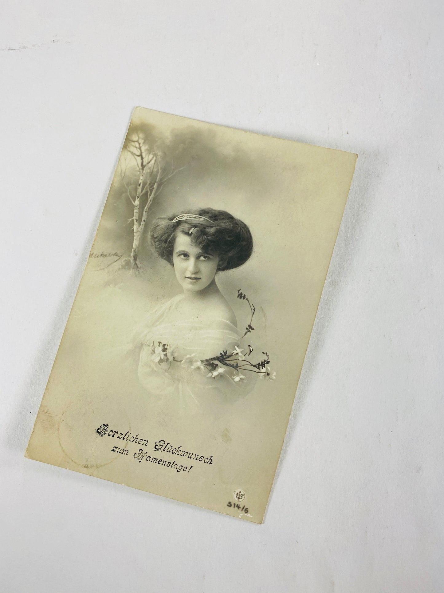 1908 vintage glamour women postcard color and B&W litho RPPC, stamped. BEAUTIFUL home office decor for framing. Country Lasses, telephone