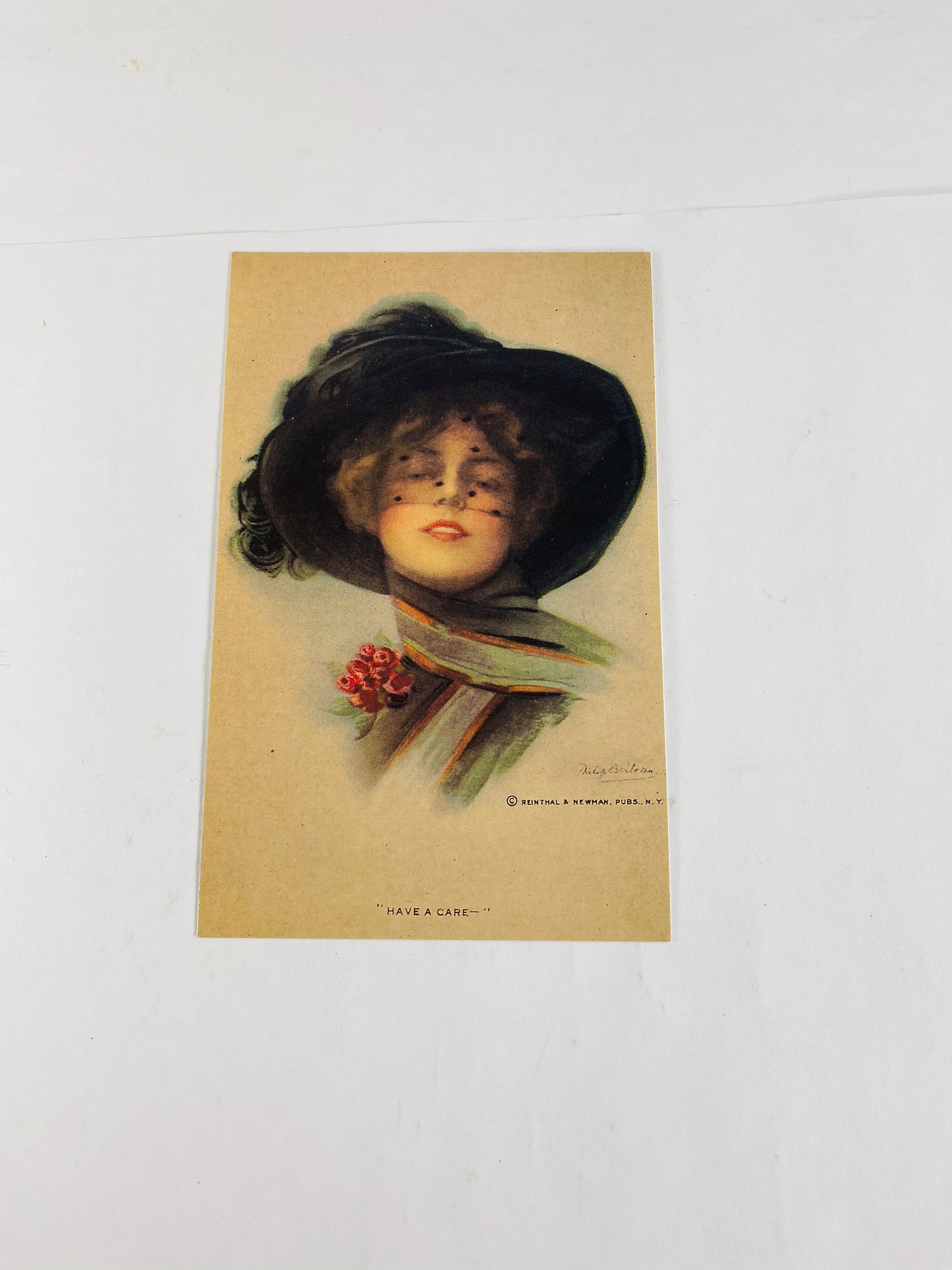 Vintage postcard lot tinted women set Home office decor suitable for framing. Cherub baby, women with hats