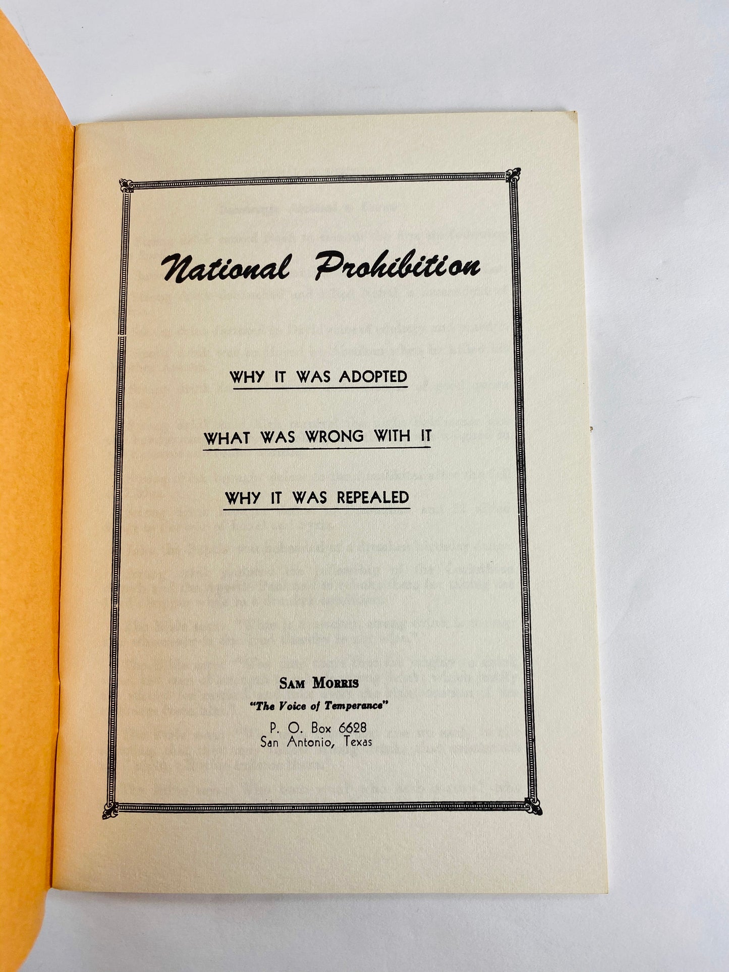 1954 National Prohibition vintage booklet by Sam Morris Rise Repeal and Return. Prohibition alcohol temperance campaign NA AA Al-Anon sober