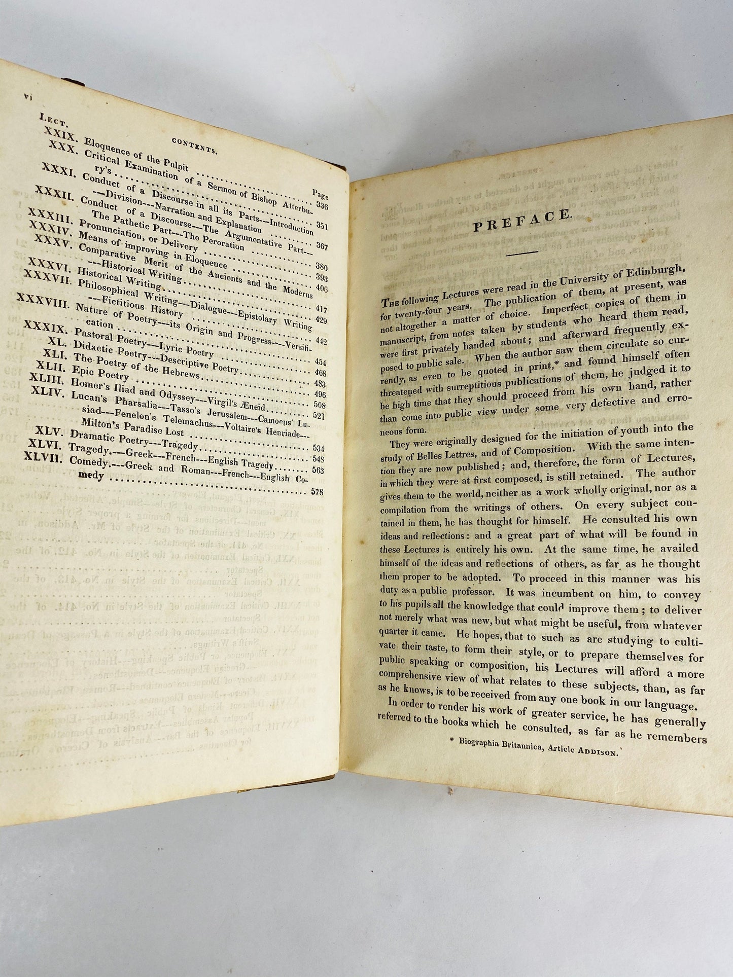 1827 Hugh Blair antique book of Sermons, Lectures & Rhetoric in one volume. Minister of the Church of Scotland, Edinburgh professor
