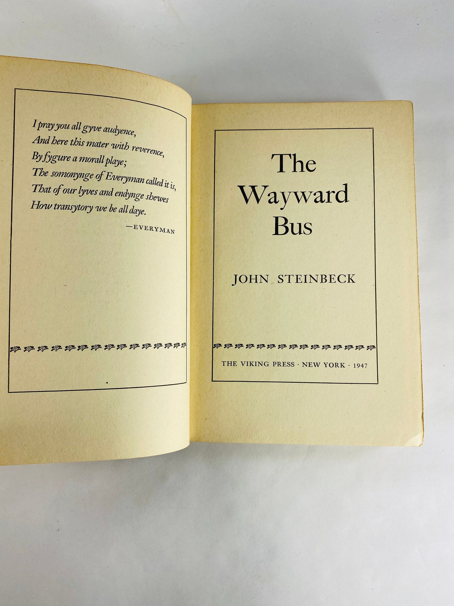 Wayward Bus by John Steinbeck. FIRST EDITION 3rd printing circa 1947. Vintage book lover gift. VG- Condition. Pulitzer Prize
