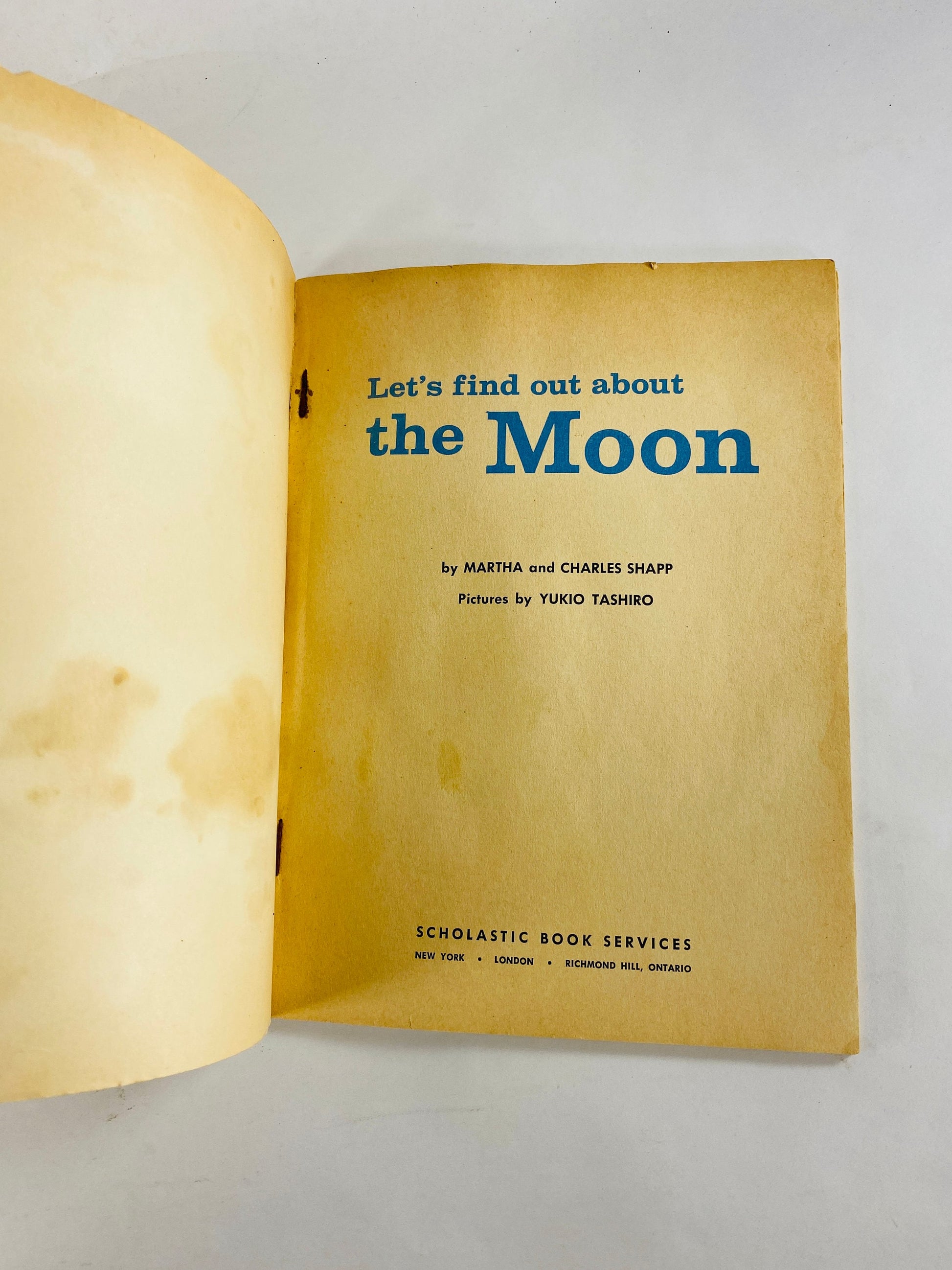 First Men on the Moon circa 1965 Franklin Watts. Vintage space exploration book about astronauts based on his own experience. Gift NASA