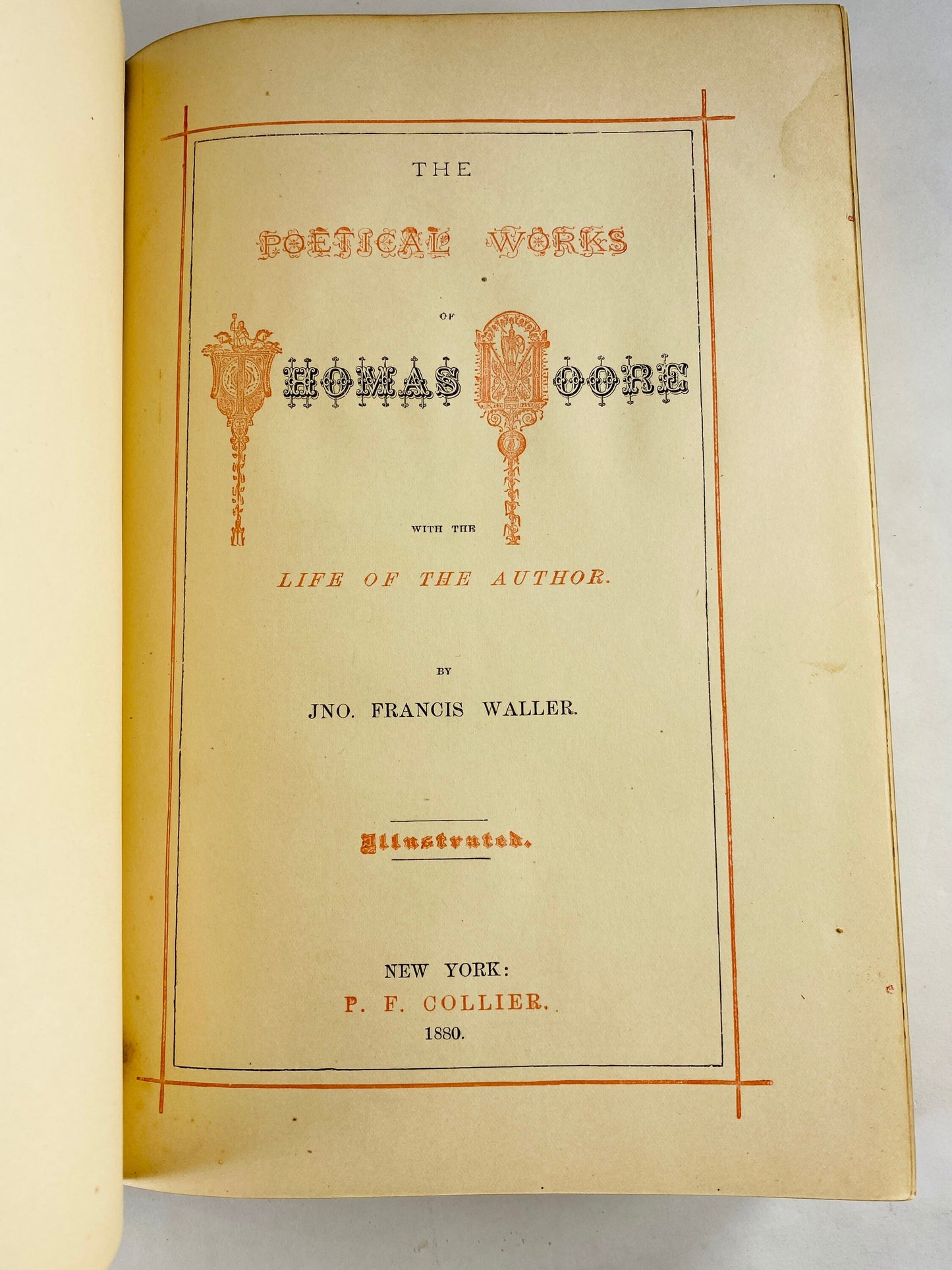 1880 Lalla Rookh by Thomas Moore. Vintage brown gilded gold poetry book Ireland's national bard Legendary romance ballads in narrative poems