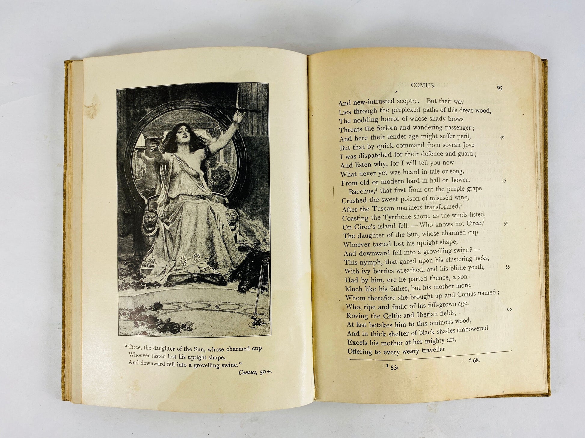 Antique 1900 John Milton poetry vintage book Sonnets, Lycidas, Comus, Il Penseroso, L'Allegro, Hymn of the Nativity. Small brown decor