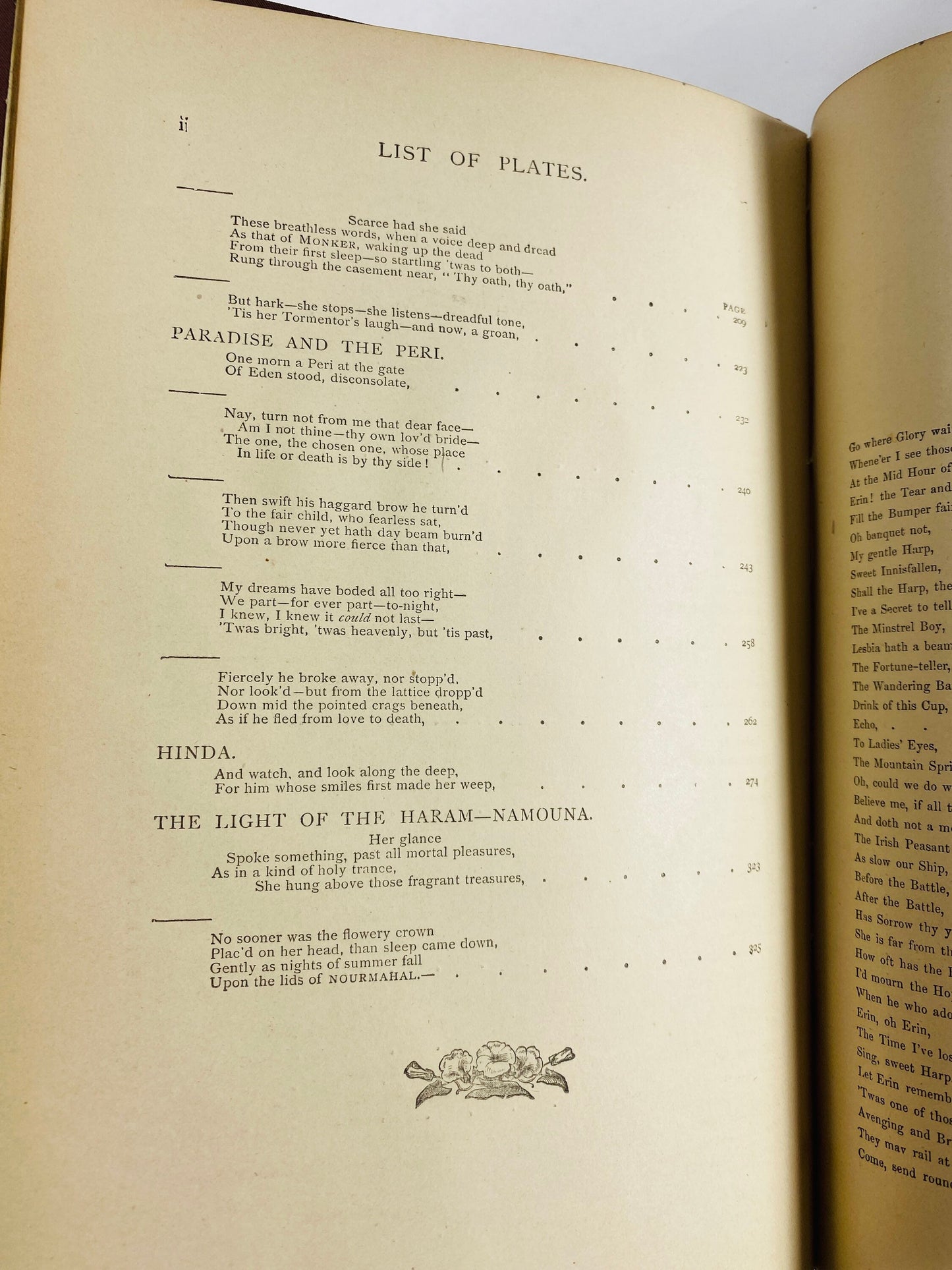 1880 Lalla Rookh by Thomas Moore. Vintage brown gilded gold poetry book Ireland's national bard Legendary romance ballads in narrative poems