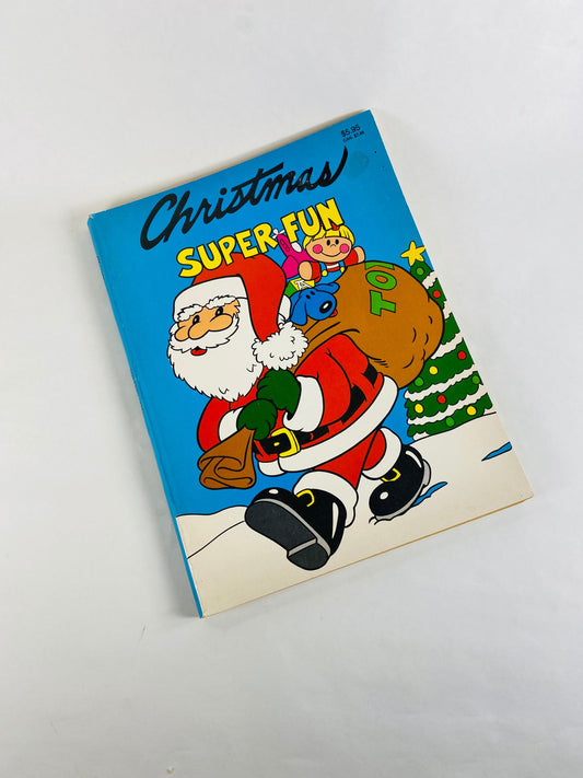 Christmas Super Fun Coloring Book Vintage activity book for children. UNUSED with blank pages circa 1987