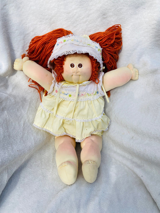 Little People Xavier Roberts Signed Vintage Cabbage Patch Soft Sculpture 1983 Vintage doll Red hair pigtails CPK brown eyes RARE collectible