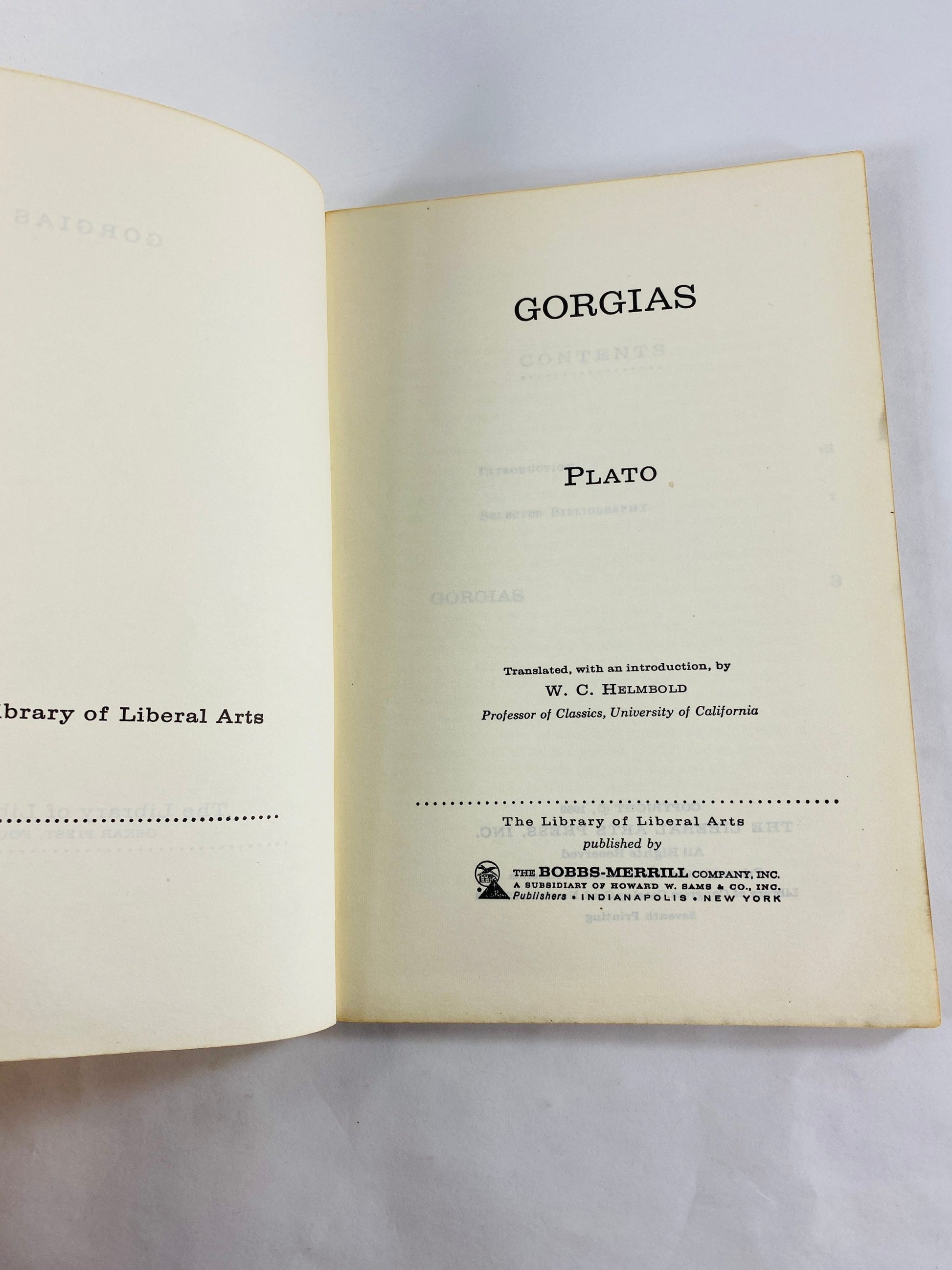 1952 Plato Gorgias vintage paperback book Socratic dialogue of a dinner conversation. Chanukah Christmas gift. Yellow home decor