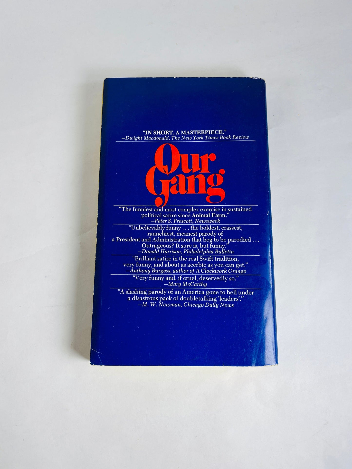 Our Gang by Philip Roth vintage political satire paper book 1972 a brilliantly indignant response to the phenomenon of Richard M. Nixon.