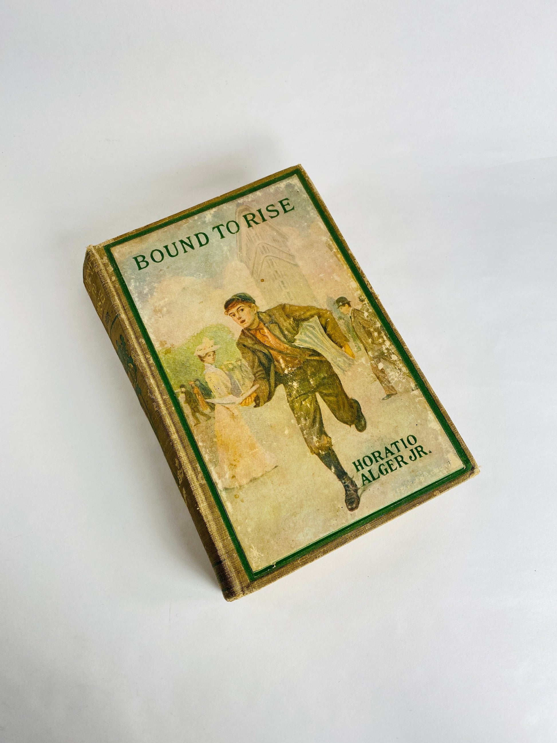 Horatio Alger 1901 Paul Prescott's Charge & Bound to Rise vintage book. Stories of the rise of impoverished boys antique bookshelf decor