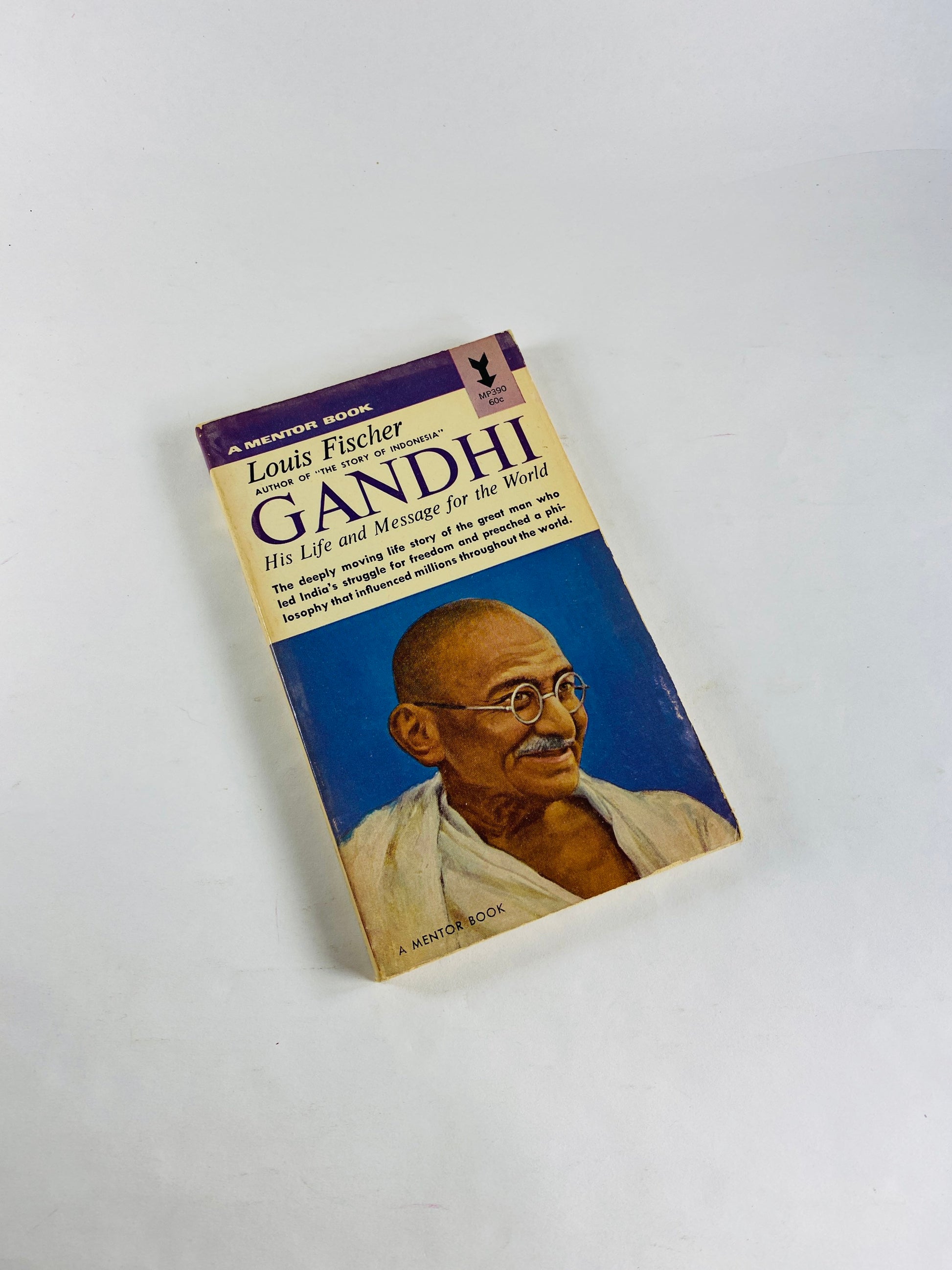 Mahatma Gandhi vintage paperback book by Louis Fischer circa 1954. Nonviolent resistance India's independence