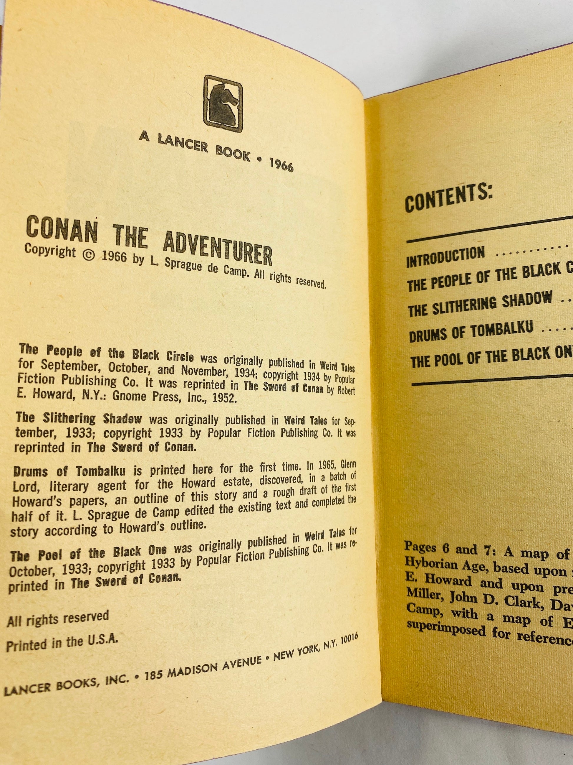 Conan the Adventurer Lancer vintage paperback book circa 1966 L Sprague de Camp & Robert E Howard