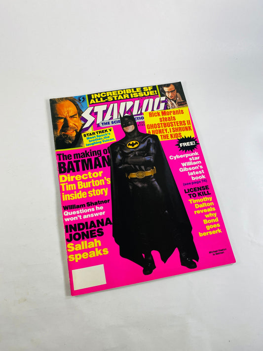 vintage 1980s magazine with Batman on the bright pink cover.