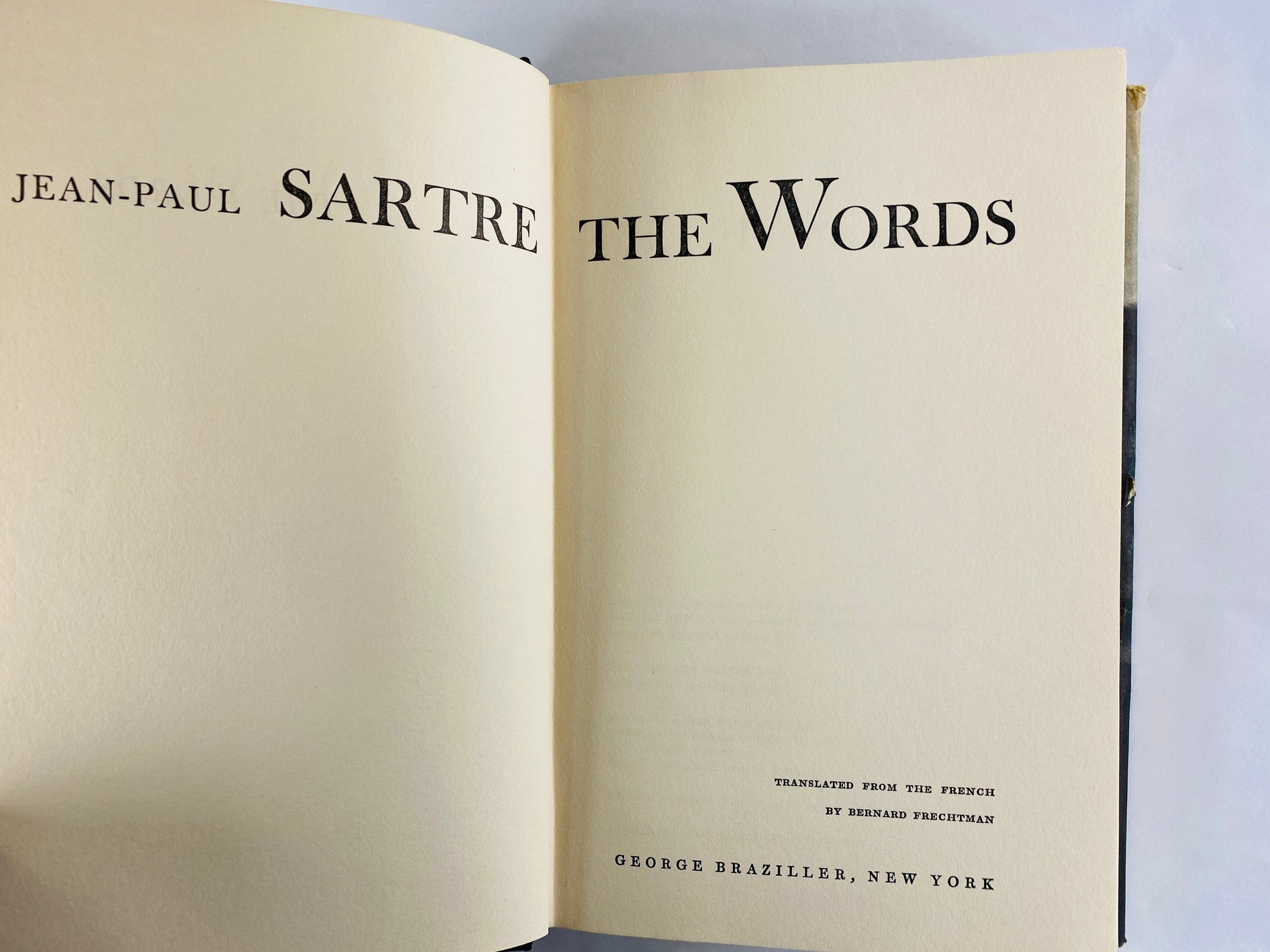 1964 The Words book by Jean-Paul Sartre Vintage Autobiography EARLY PRINTING philosophy novelist playwright. Self analysis