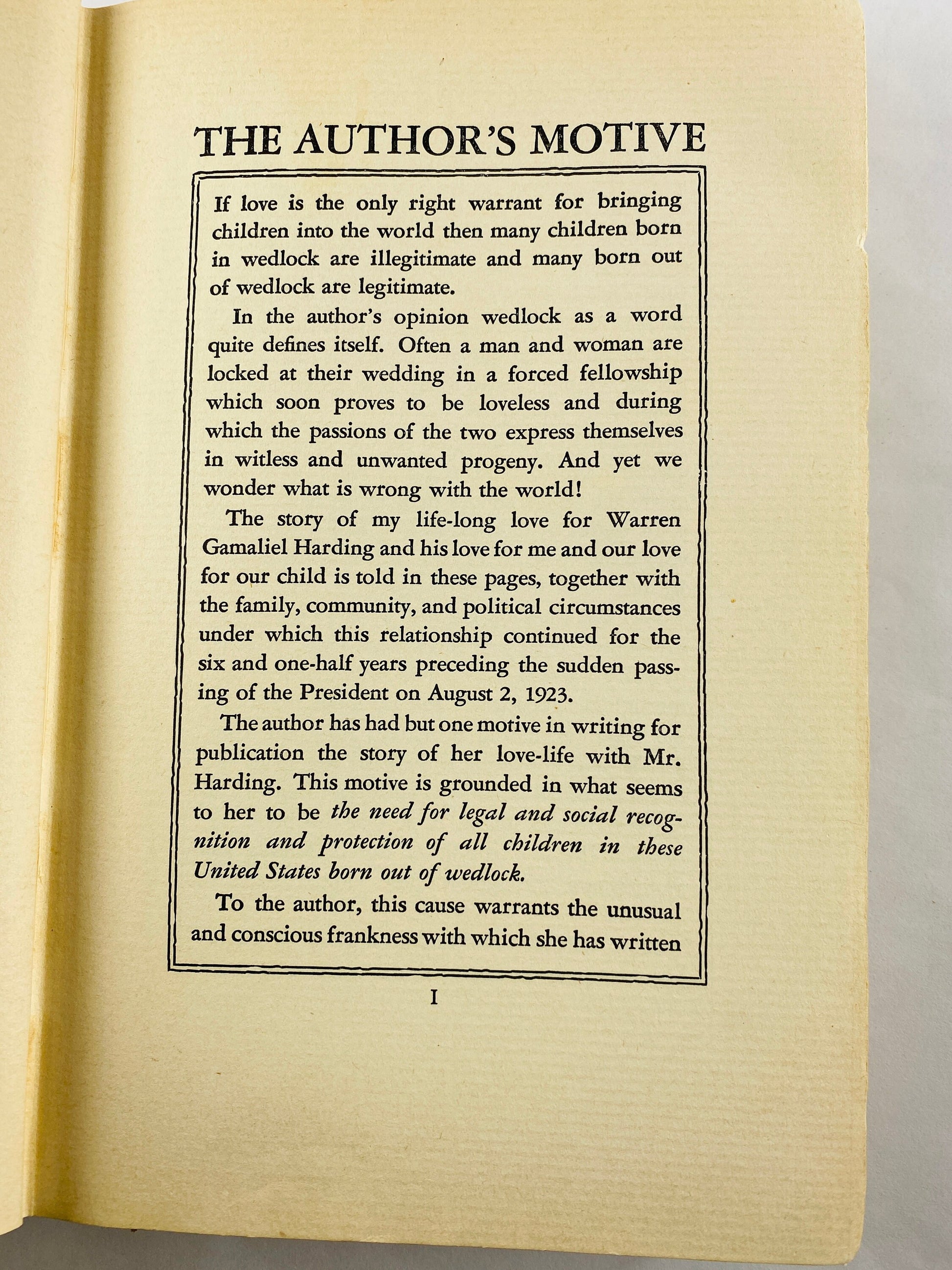President's Daughter antique FIRST EDITION by Nan Britton, mistress of President Warren G Harding circa 1927. First Kiss & Tell scandal book