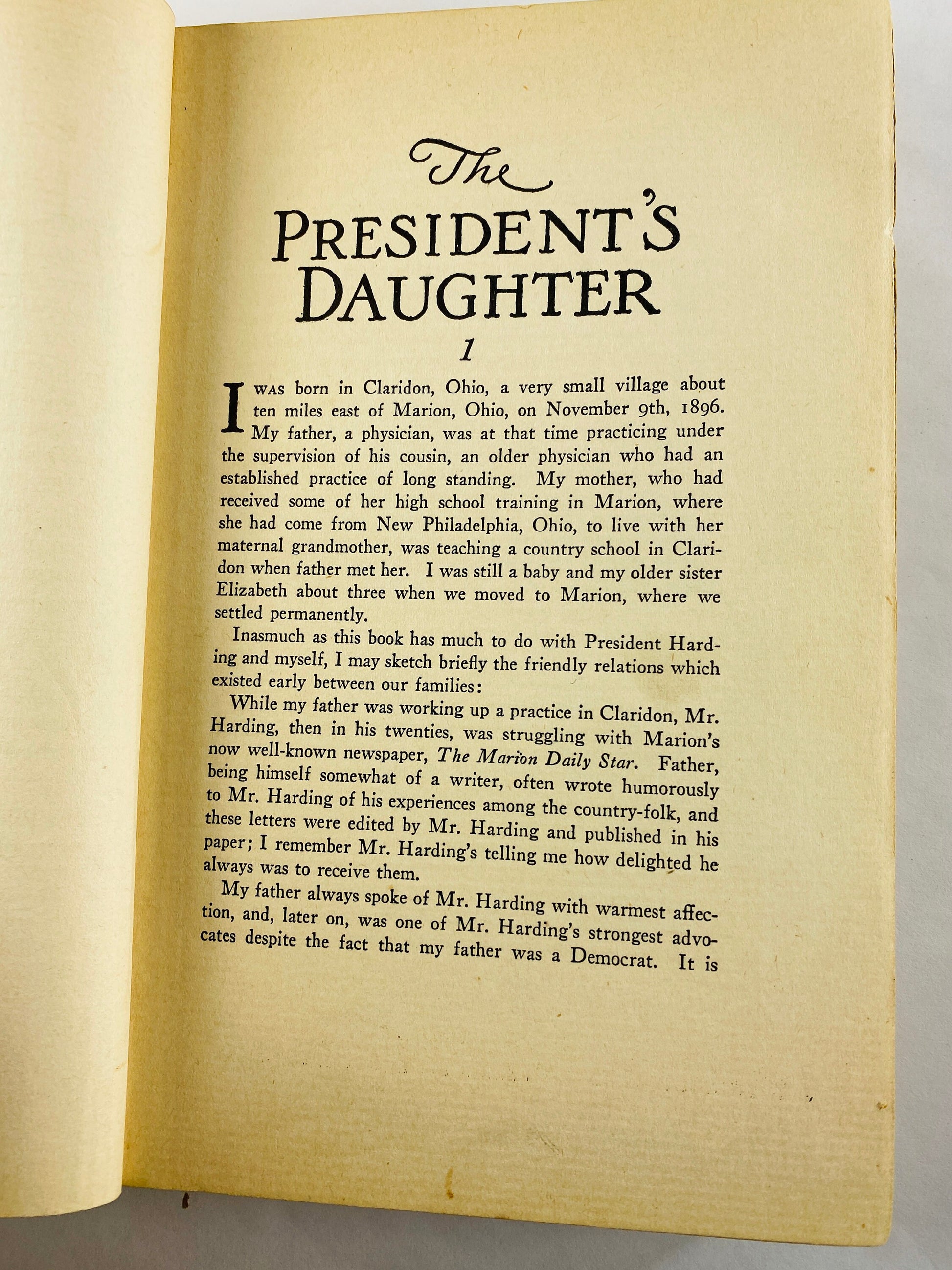 President's Daughter antique FIRST EDITION by Nan Britton, mistress of President Warren G Harding circa 1927. First Kiss & Tell scandal book