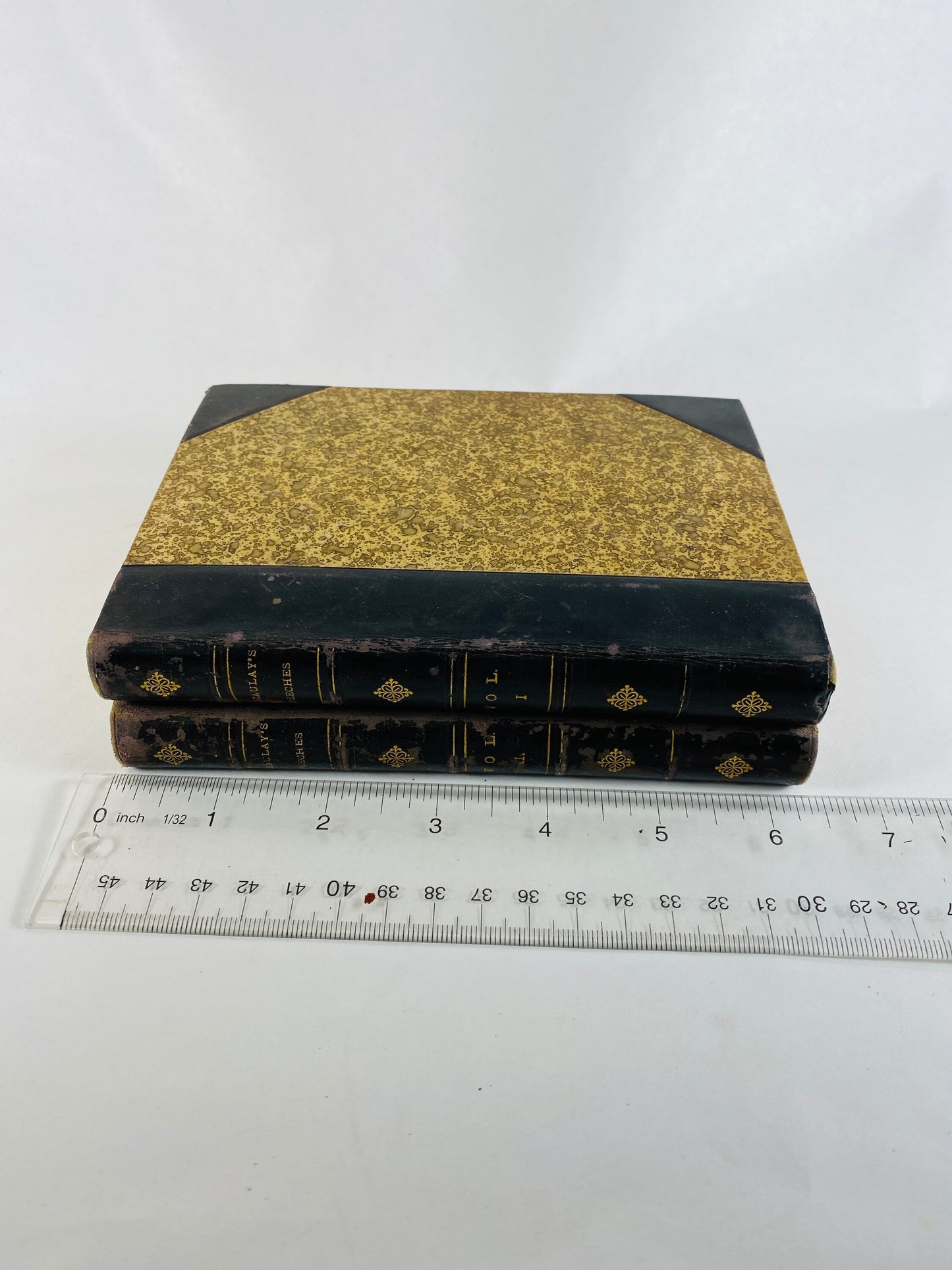 Antique leather brown Thackeray book set circa 1889 vintage book gilded gold volumes Scotland & Ireland speeches