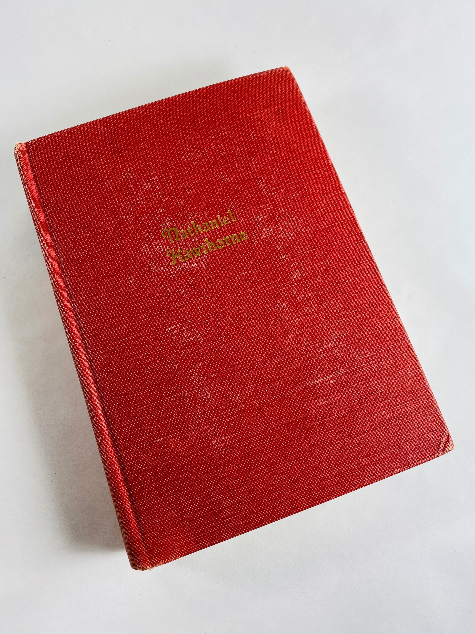 1958 Nathaniel Hawthorne works Scarlett Letter Vintage book Story of human alienation and its effect on the soul. Red home decor