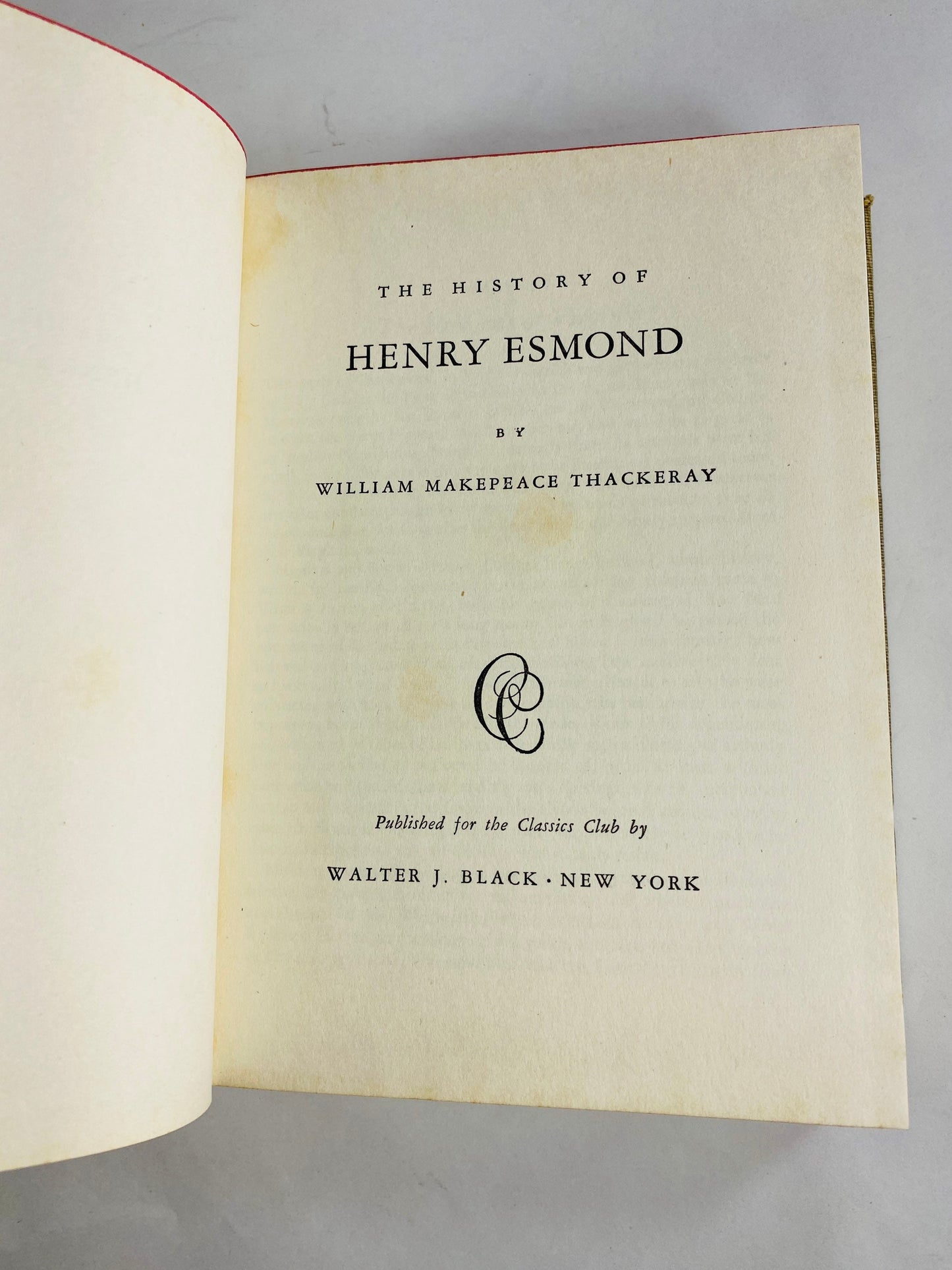 1942 History of Henry Esmond Beautiful beige cloth vintage book about a young man making his way in the corrupt world. Thackeray