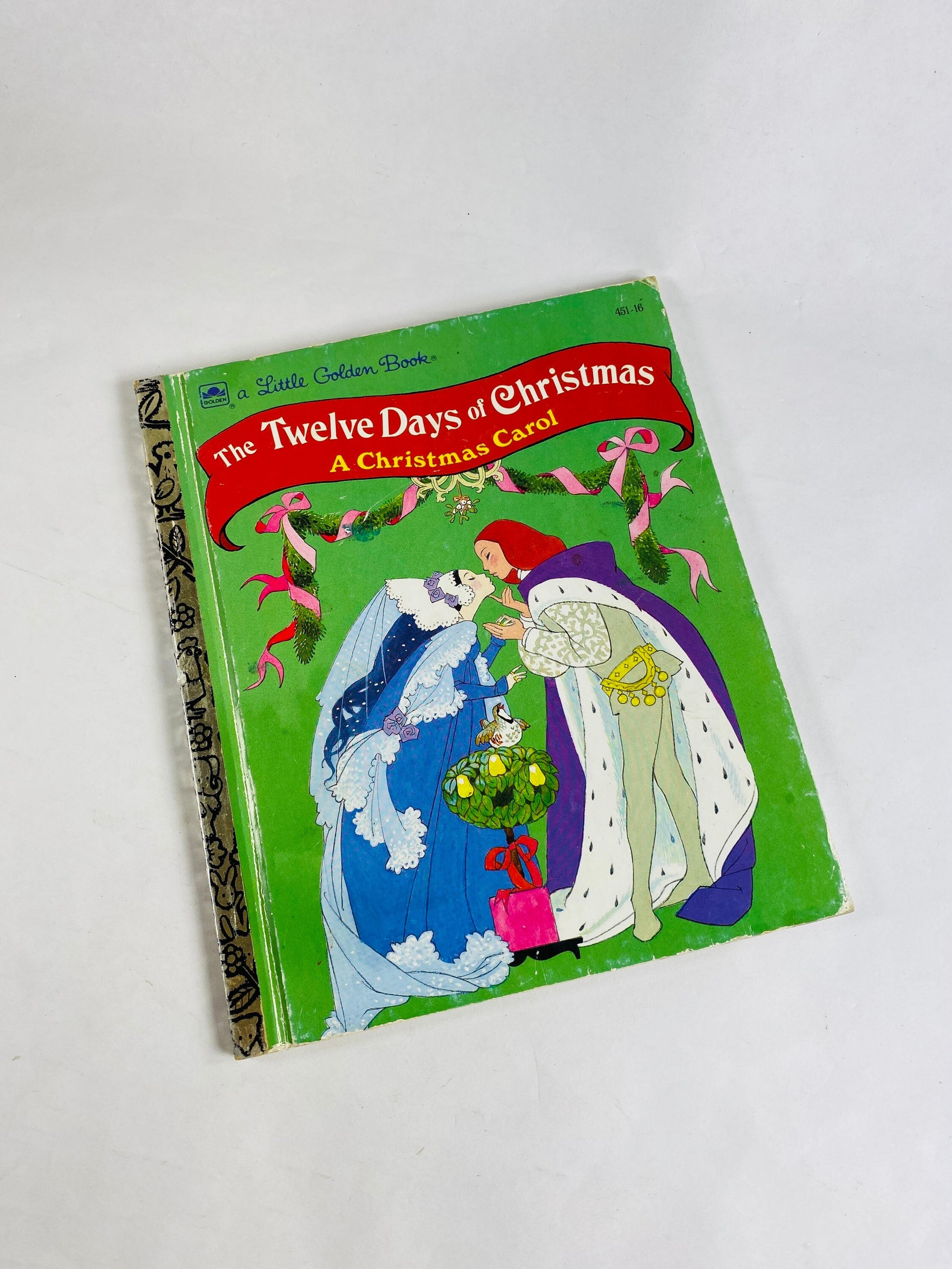 Twelve Days of Christmas 12 vintage Little Golden Book book circa 1992 Sheila Beckett Children's Book lover gift.