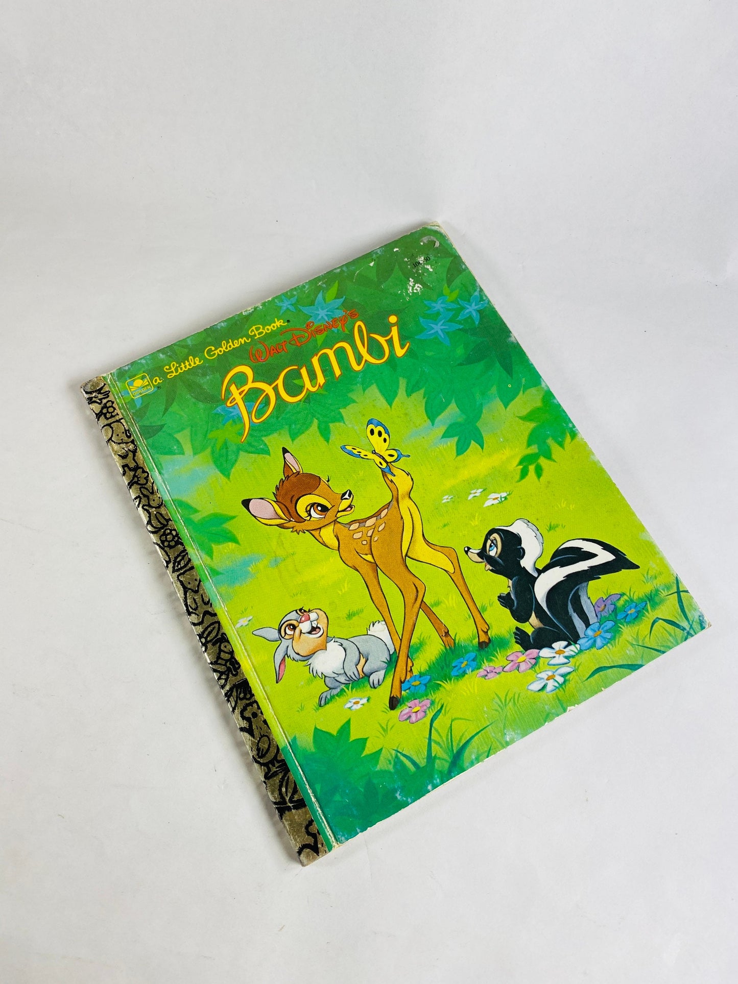 1984 Bambi Walt Disney Little Golden Book with pink back cover Children's at home reading Felix Salten Ron Dias Vintage book gift.