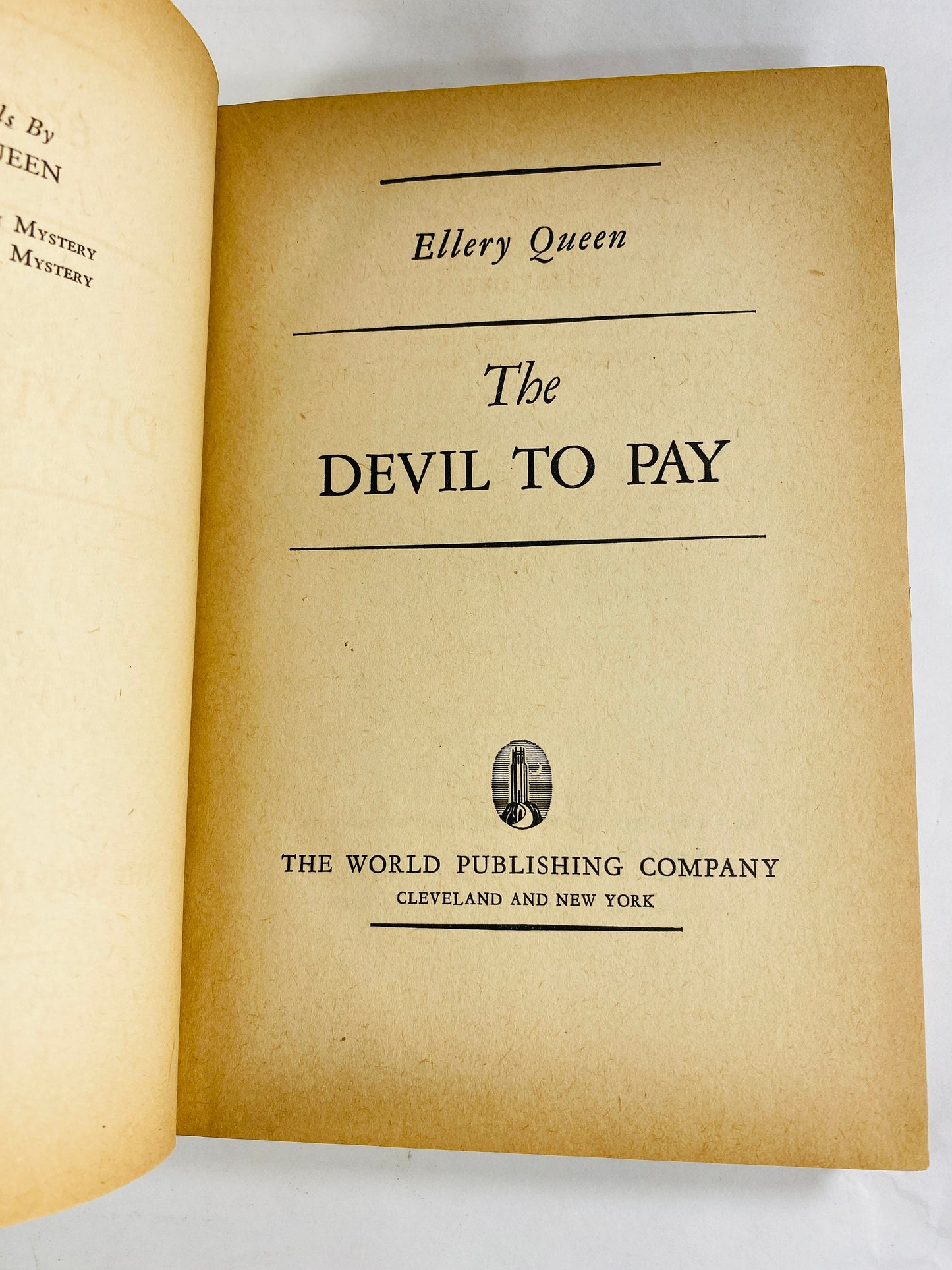 Devil to Pay by Ellery Queen vintage book circa 1943 Murder mystery which became a popular Hollywood movie.