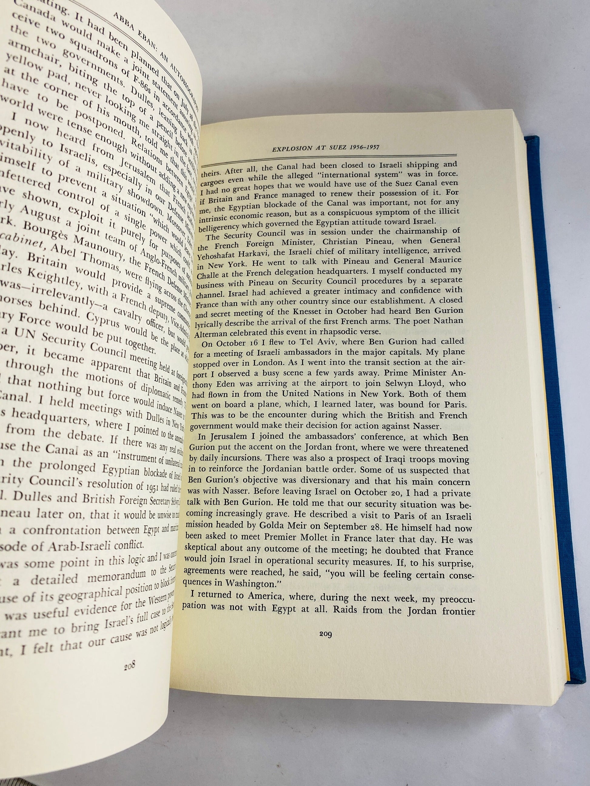 Abba Eban biography EARLY PRINTING vintage book circa 1977. Jewish gift Home bookshelf blue decor