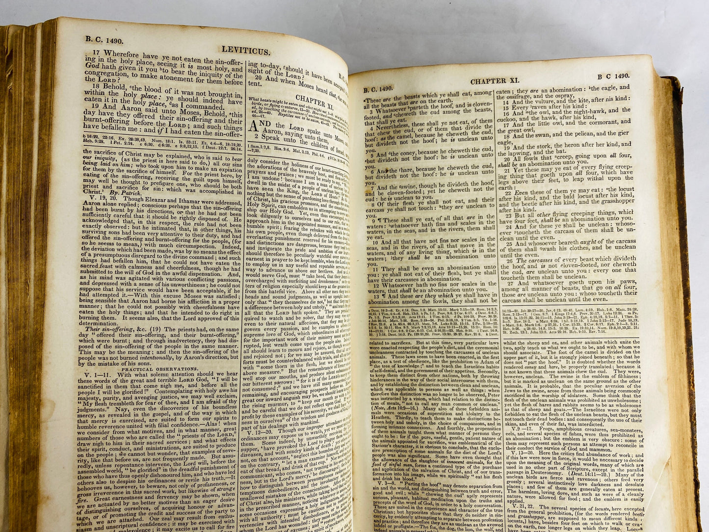 1848 Holy Bible vol 1 New York Thomas Scott John Brown Scotland church minister Haddington Church Worn leather cover New & Old Testaments