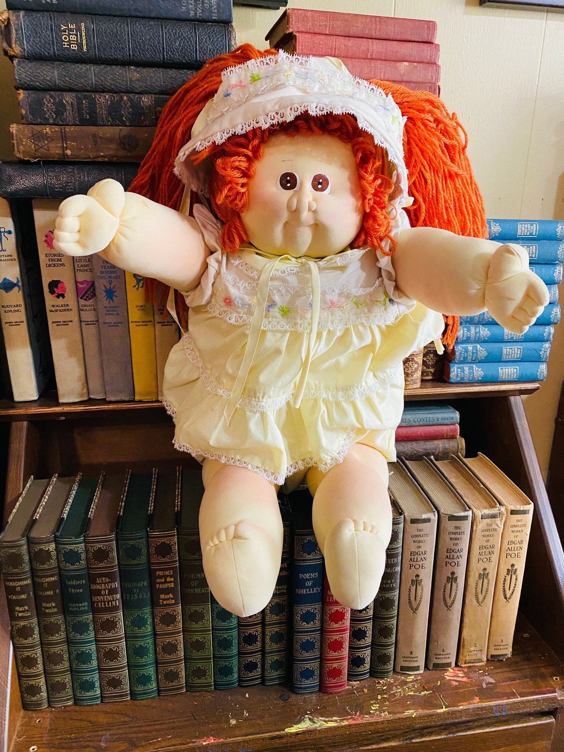Little People Xavier Roberts Signed Vintage Cabbage Patch Soft Sculpture 1983 Vintage doll Red hair pigtails CPK brown eyes RARE collectible