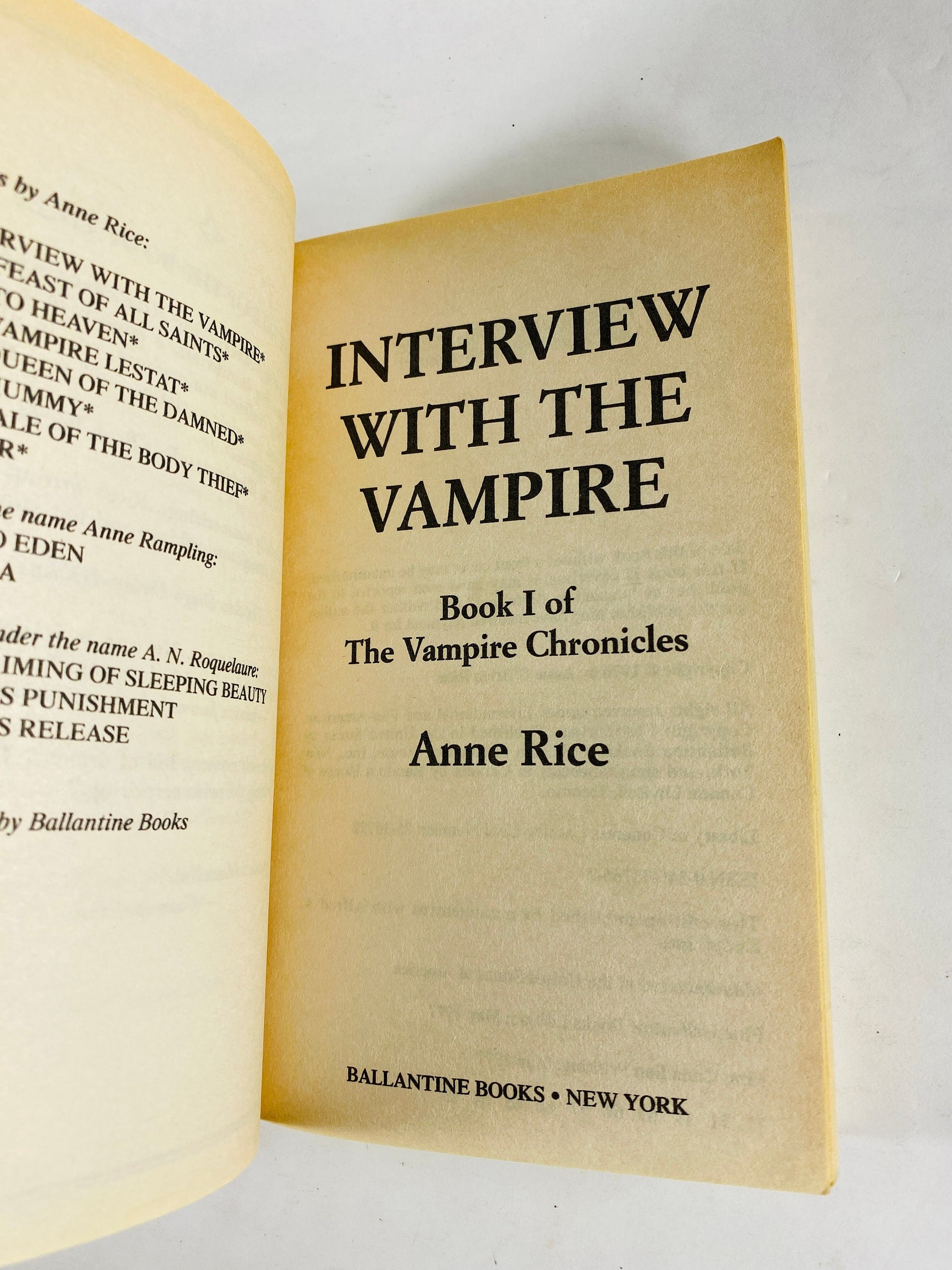 Interview with a Vampire by Anne Rice. Early Printing vintage paperback Historical horror. Gold book decor. Collectible gift.
