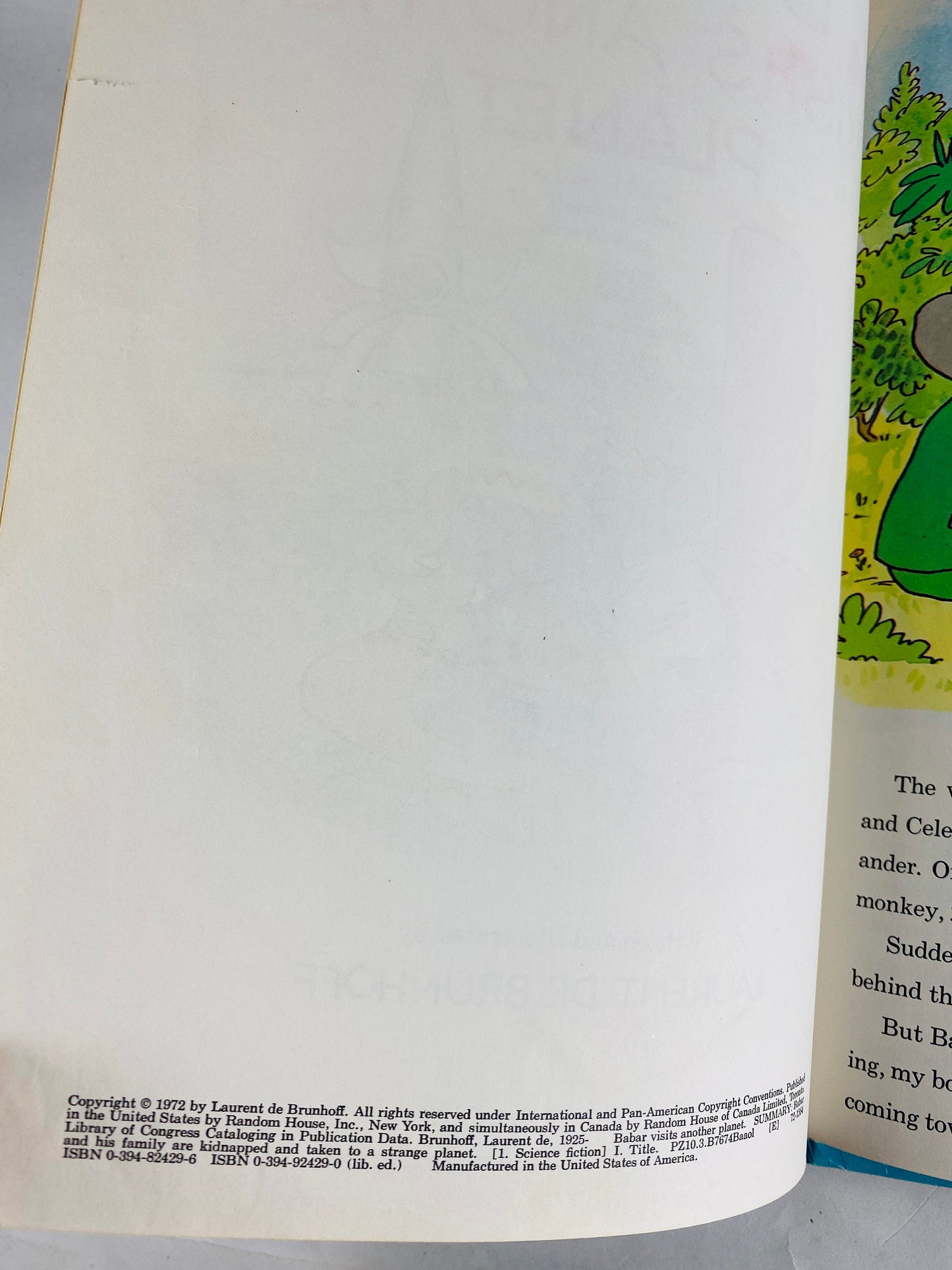 Babar the little elephant Visits another Planet Vintage book circa circa 1972 Laurant de Brunhoff AA Milne Beautiful nursery decor.