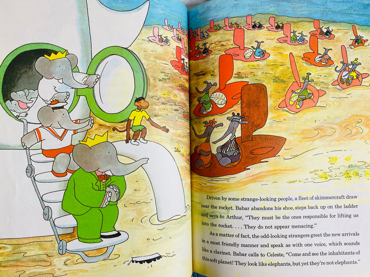 Babar the little elephant Visits another Planet Vintage book circa circa 1972 Laurant de Brunhoff AA Milne Beautiful nursery decor.