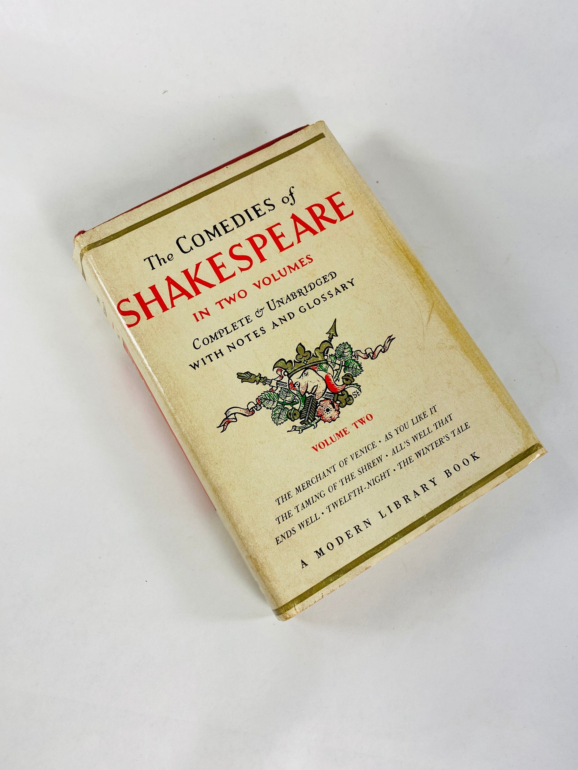 1952 Shakespeare Comedies Vintage Modern Library book with dust jacket Taming of the Shrew, Merry Wives of Windsor, Much Ado About Nothing