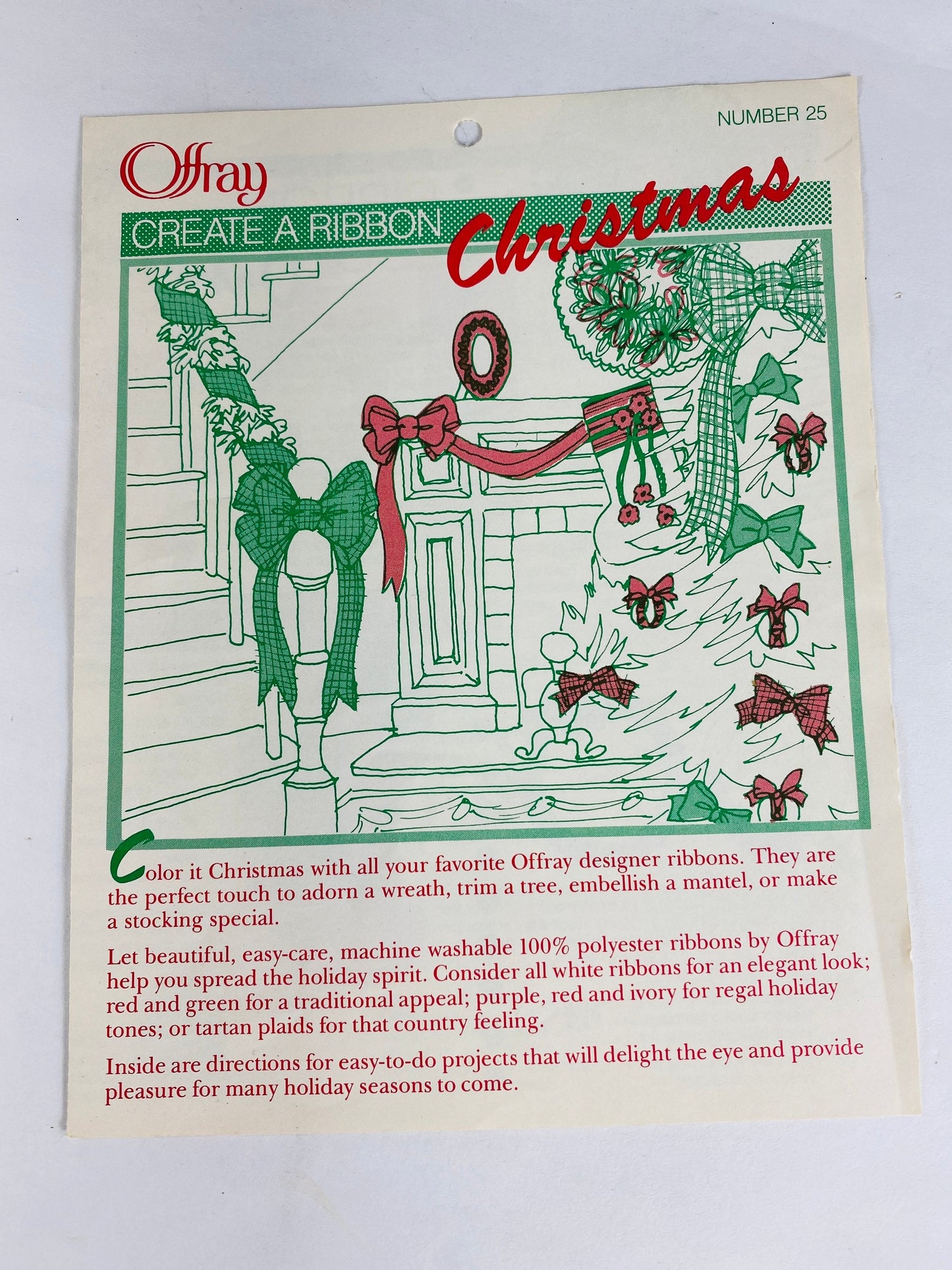 Antique and Vintage Christmas gift tags, postcard, book club card & Offray ribbon instruction booklet. 5 holiday paper lot decor scrapbook